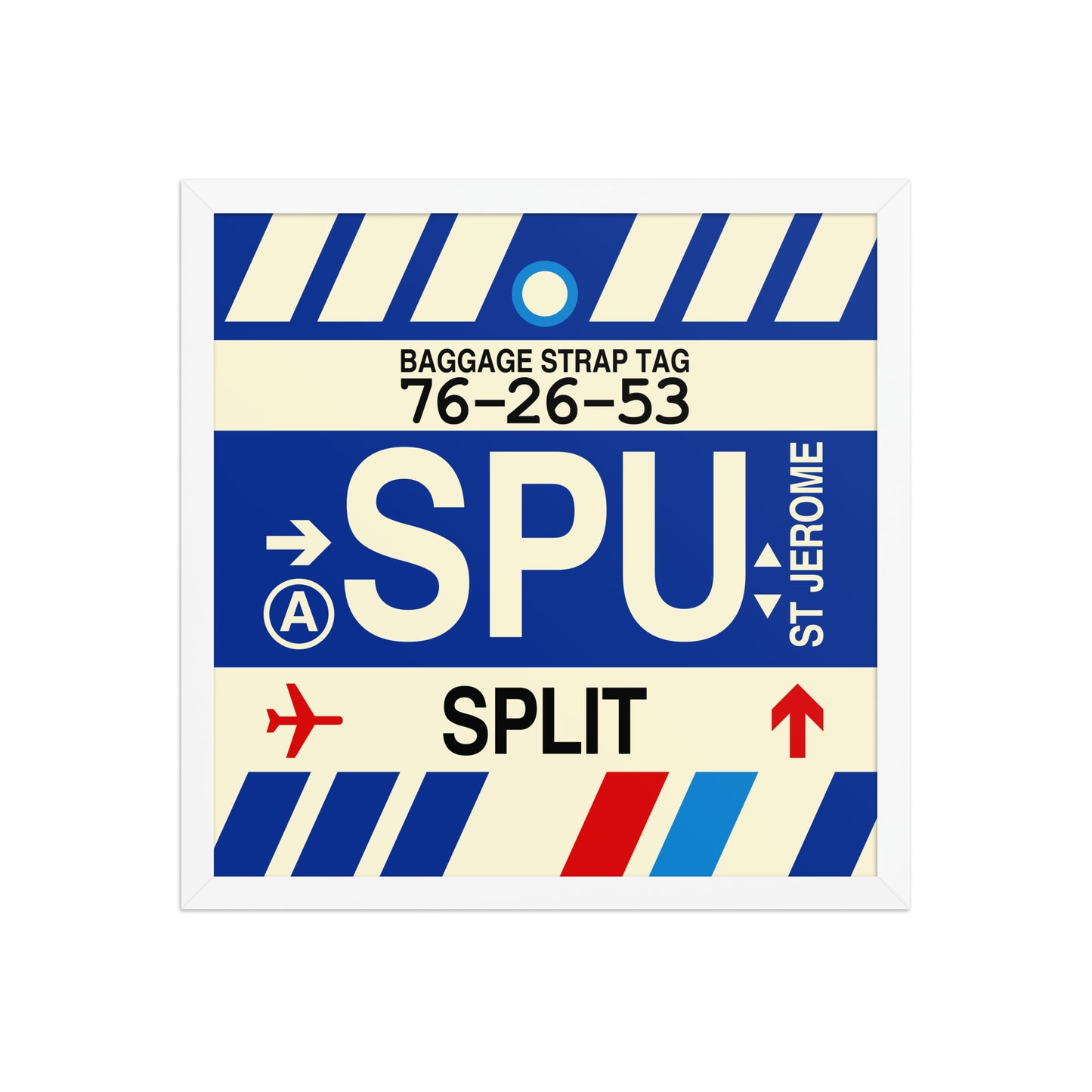 SPU Split Framed Print • Jet Age Baggage Tag Design • YHM Designs - Image 14