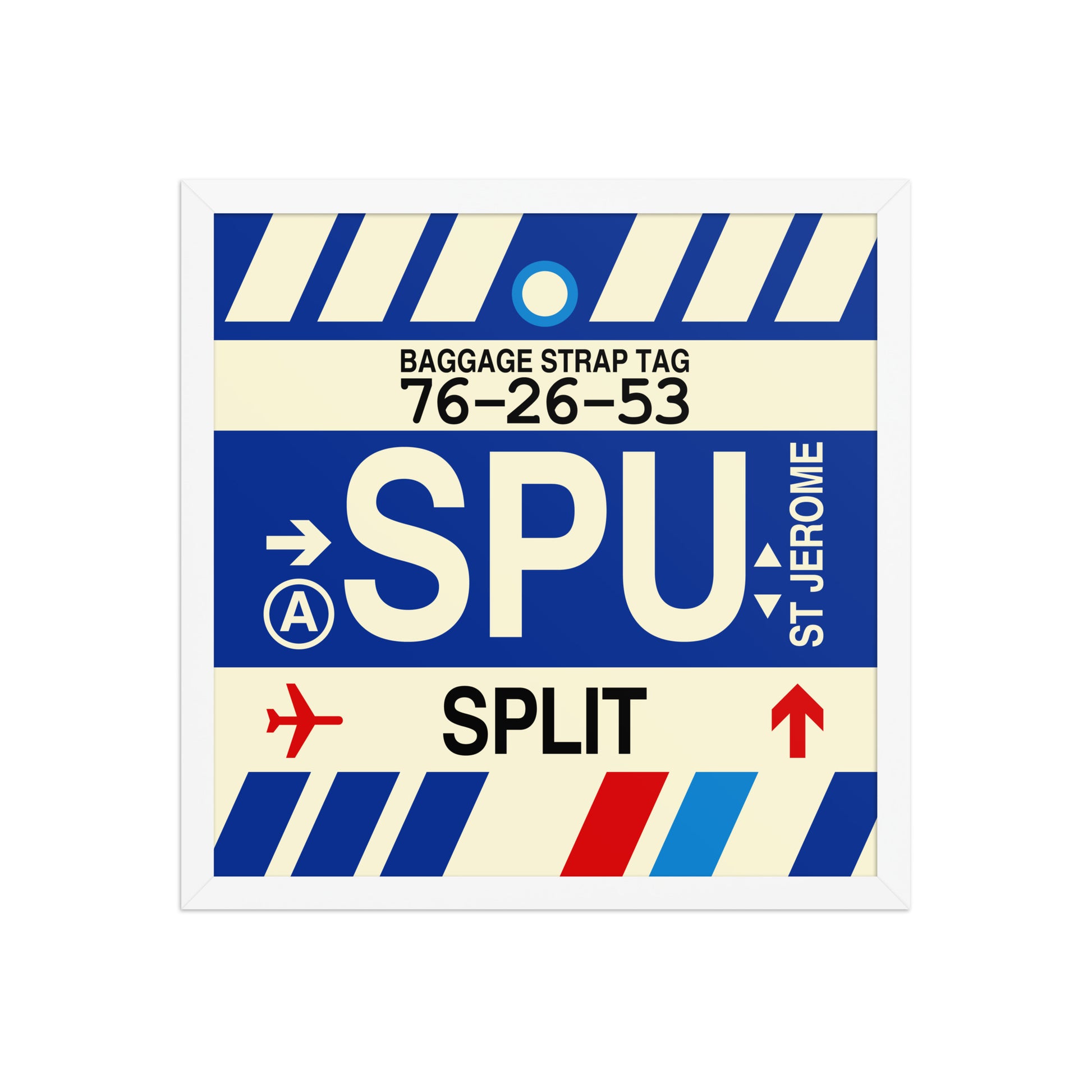 SPU Split Framed Print • Jet Age Baggage Tag Design • YHM Designs - Image 14