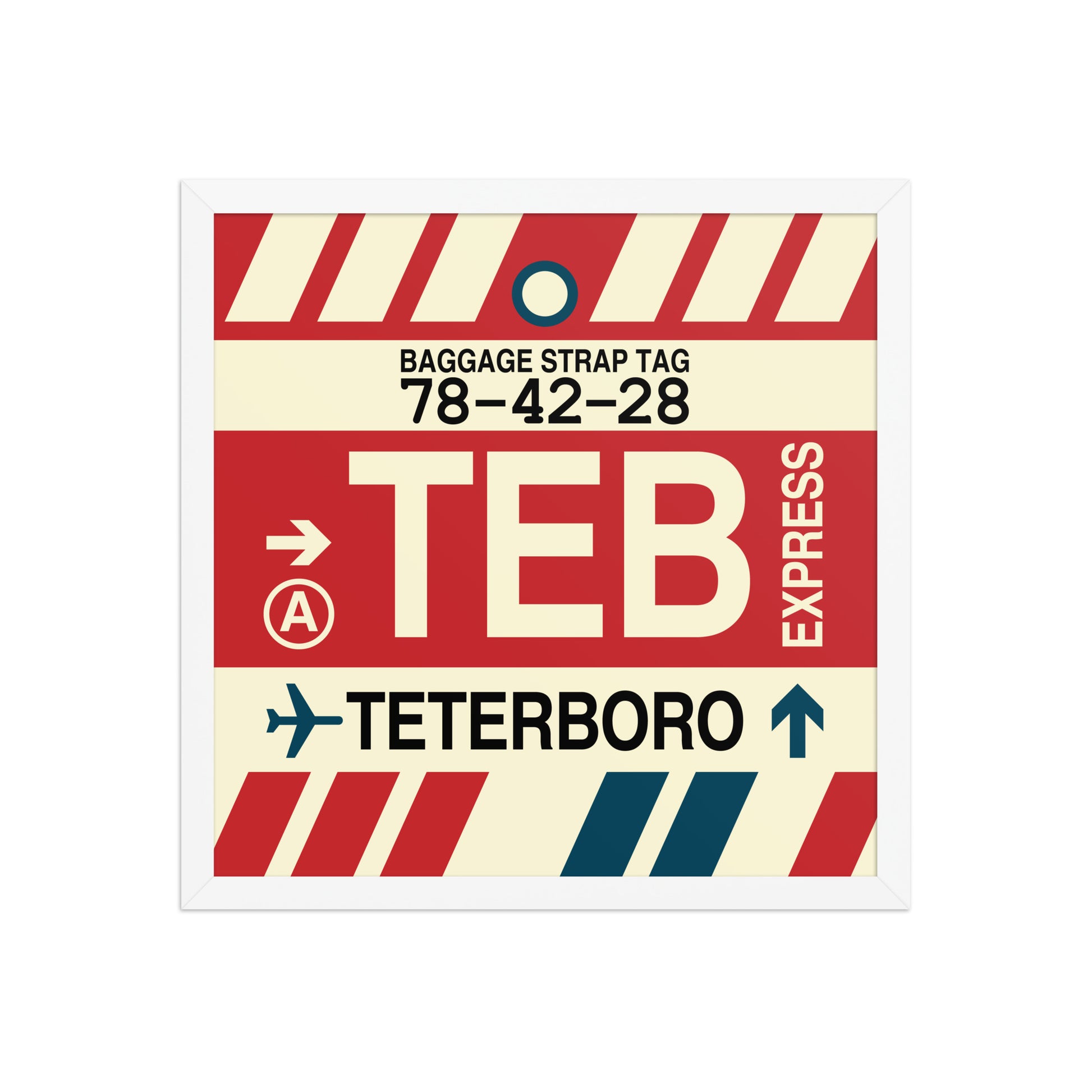 TEB Teterboro Framed Print • Jet Age Baggage Tag Design • YHM Designs - Image 14