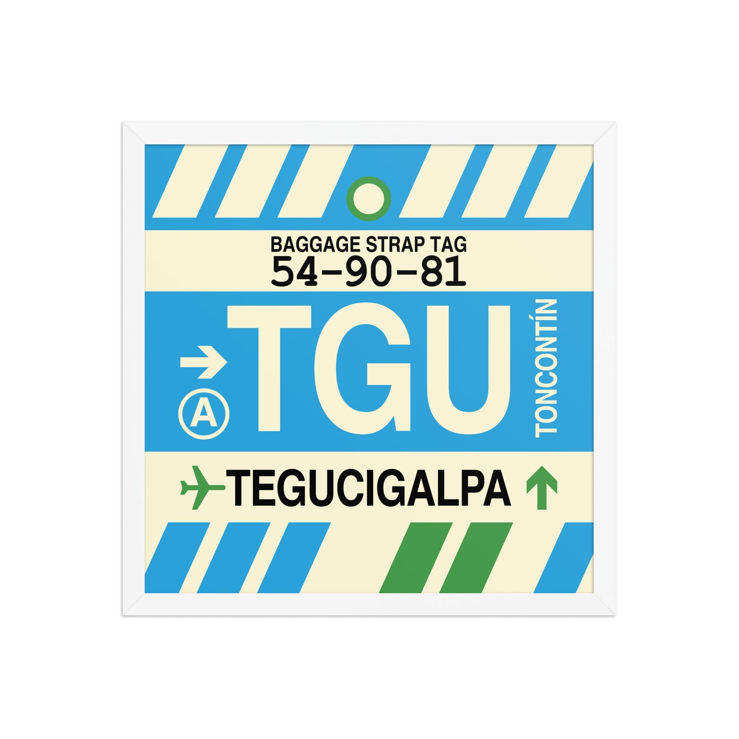 TGU Tegucigalpa Framed Print • Jet Age Baggage Tag Design • YHM Designs - Image 14