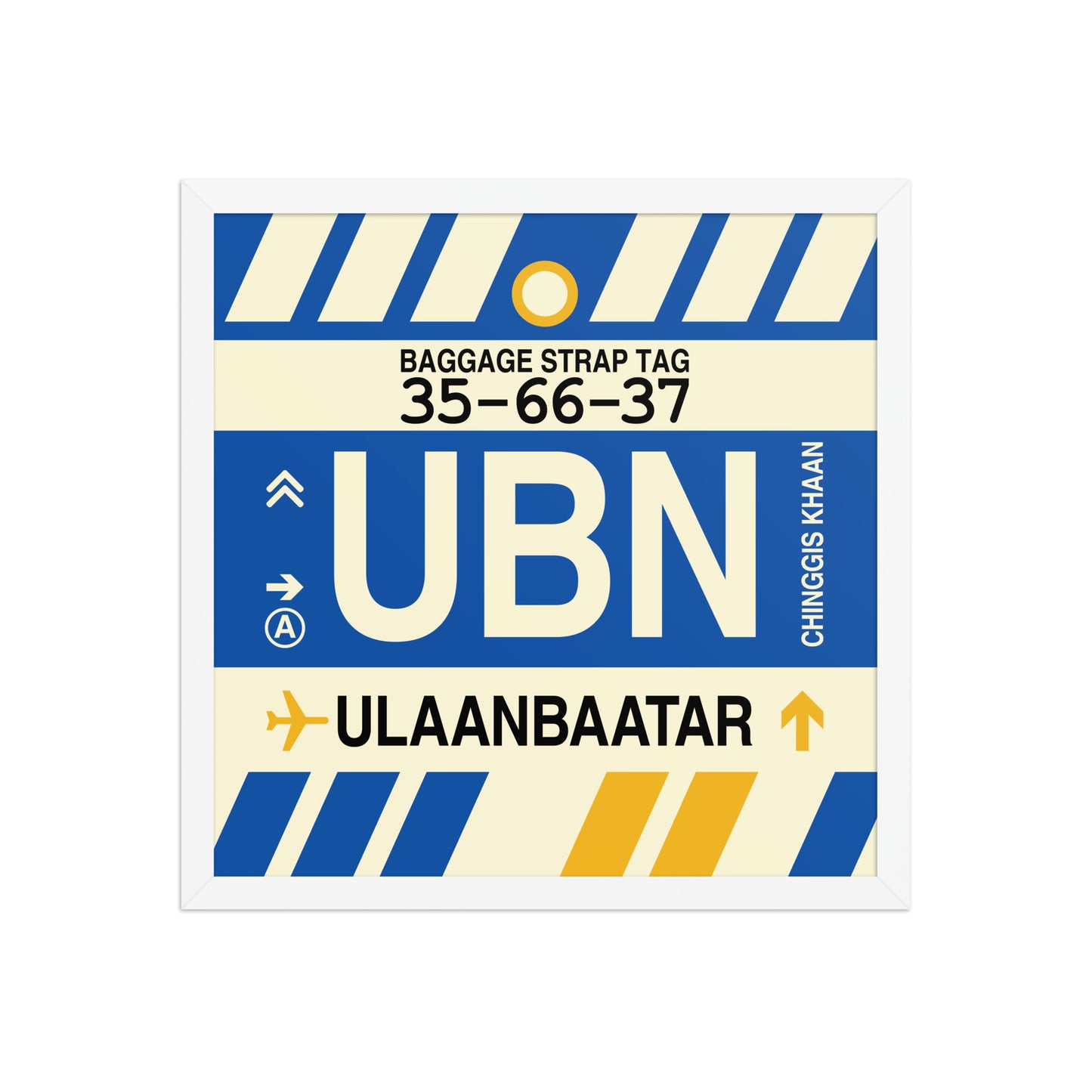 UBN Ulaanbaatar Framed Print • Jet Age Baggage Tag Design • YHM Designs - Image 14