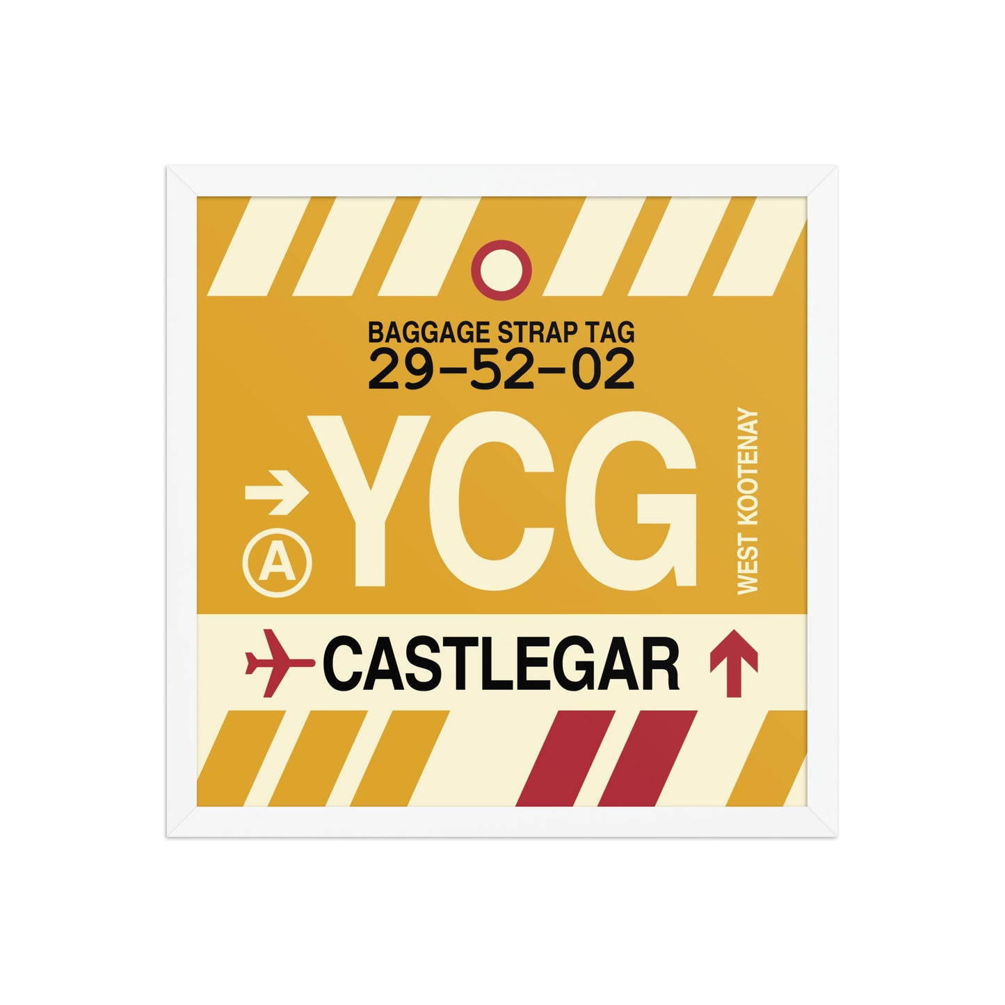 YCG Castlegar Framed Print • Jet Age Baggage Tag Design • YHM Designs - Image 14