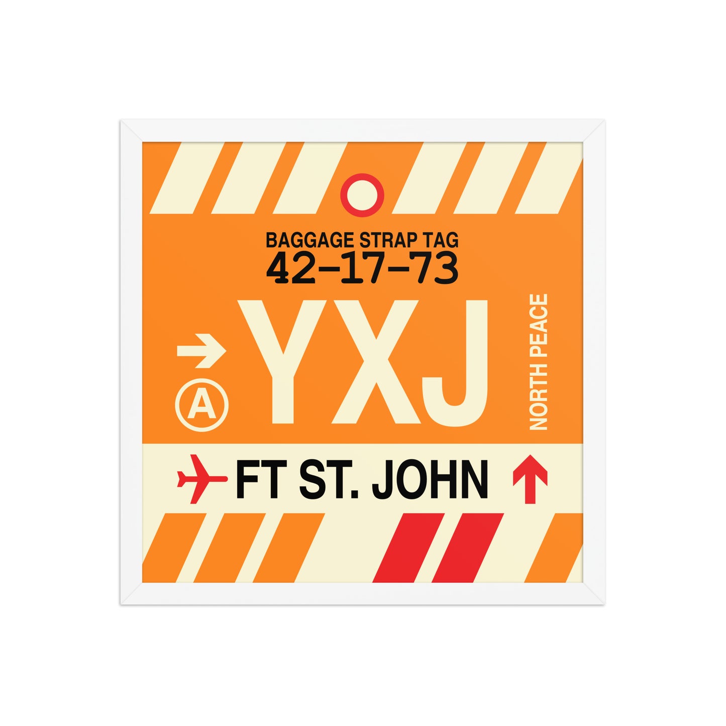 YXJ Fort St. John Framed Print • Jet Age Baggage Tag Design • YHM Designs - Image 14