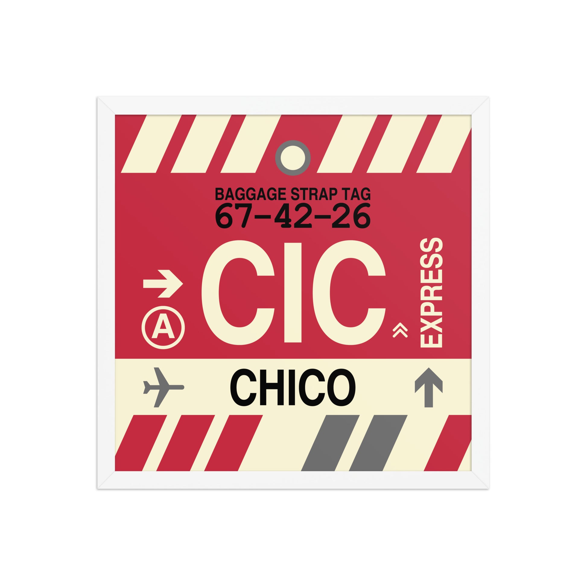 CIC Chico Framed Print • Jet Age Baggage Tag Design • YHM Designs - Image 14