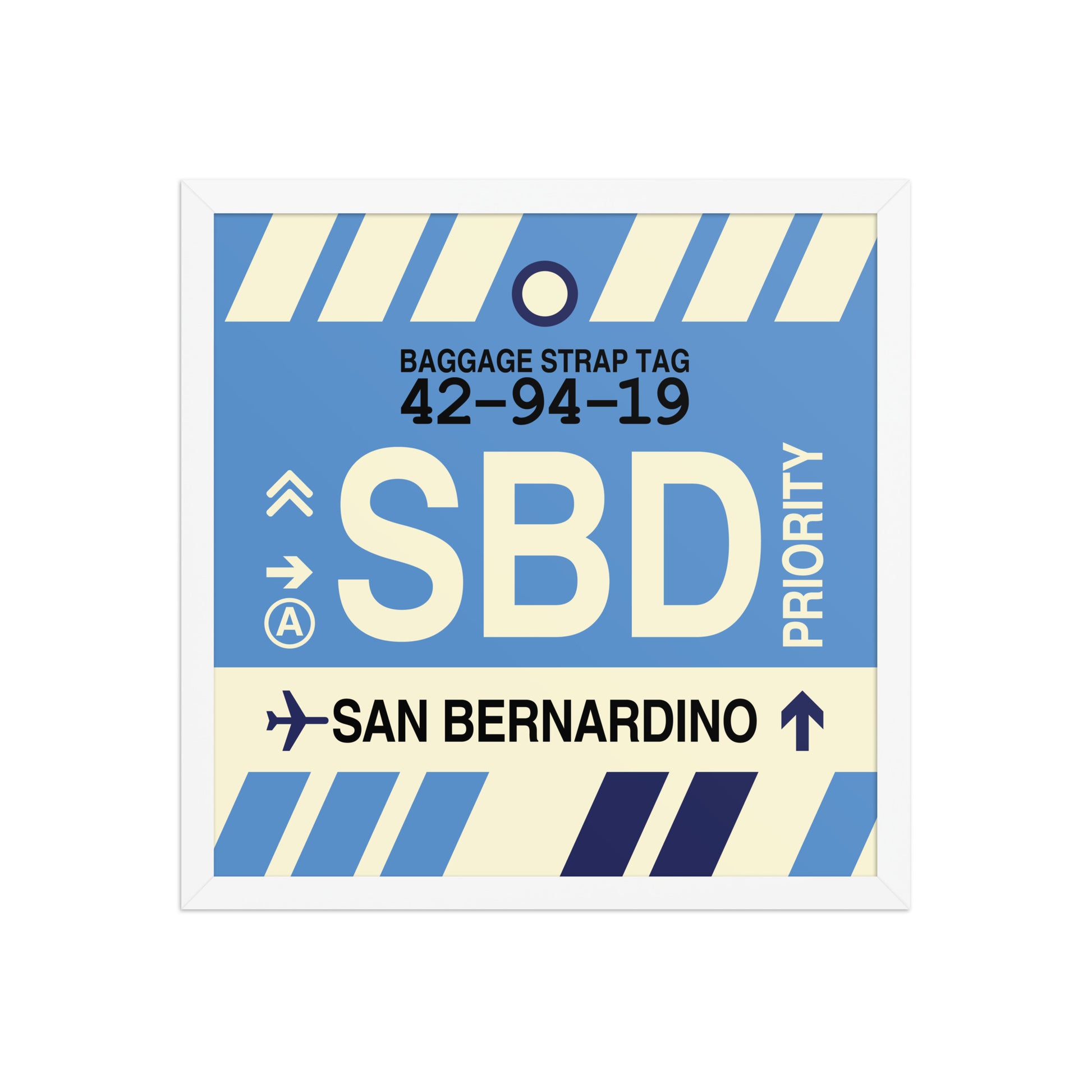 SBD San Bernardino Framed Print • Jet Age Baggage Tag Design • YHM Designs - Image 14