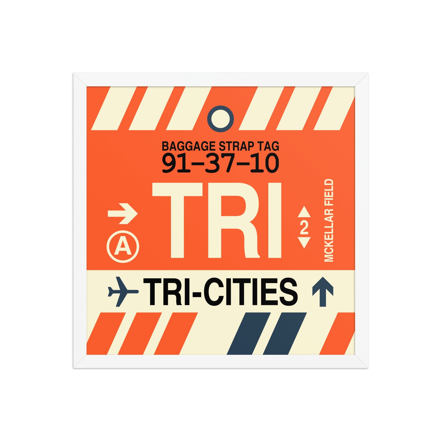 TRI Tri-Cities Framed Print • Jet Age Baggage Tag Design • YHM Designs - Image 14