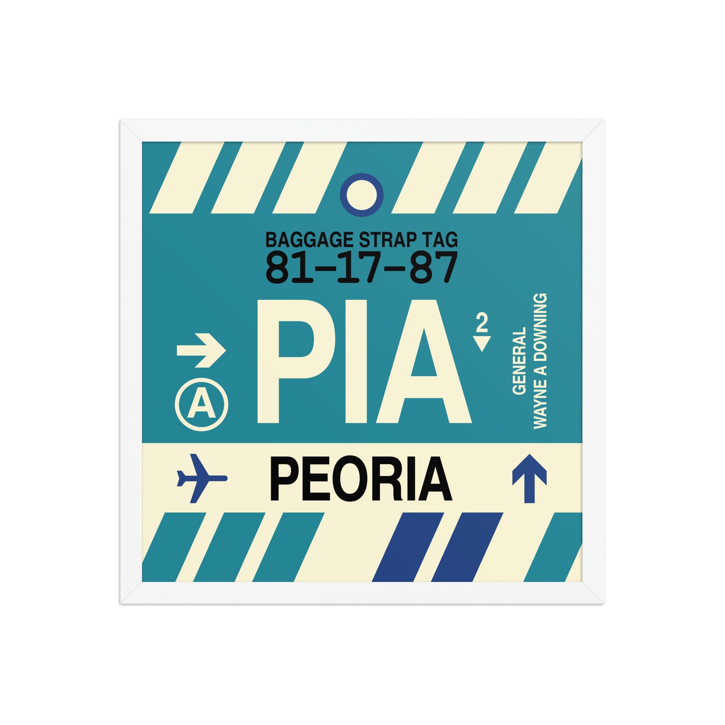 PIA Peoria Framed Print • Jet Age Baggage Tag Design • YHM Designs - Image 11