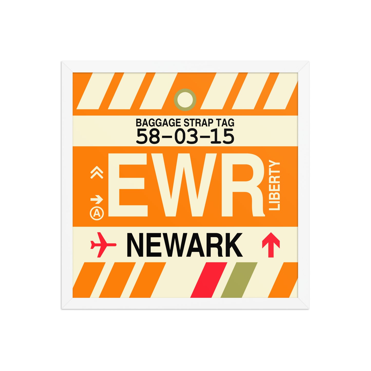 EWR Newark Framed Print • Jet Age Baggage Tag Design • YHM Designs - Image 11