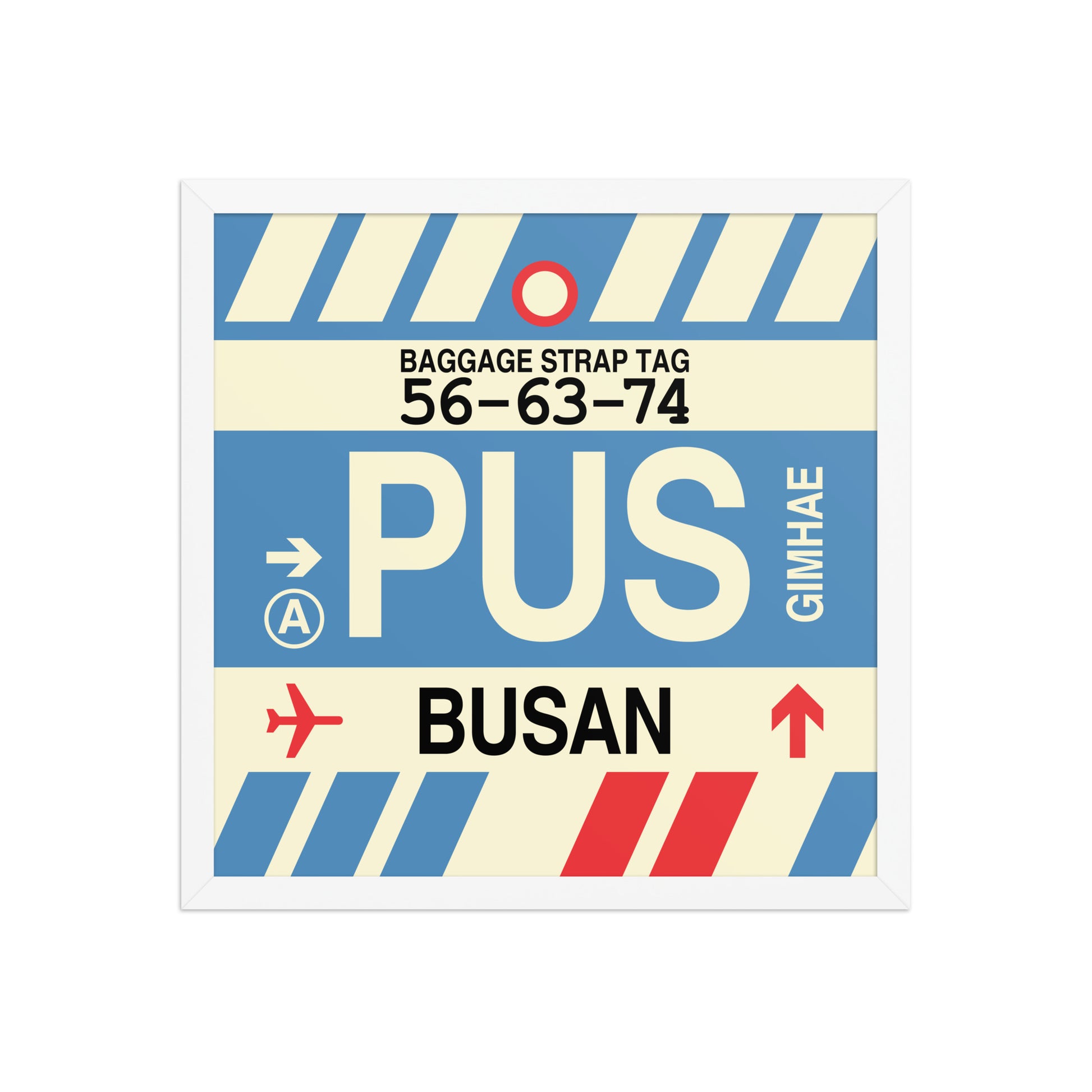 PUS Busan Framed Print • Jet Age Baggage Tag Design • YHM Designs - Image 11