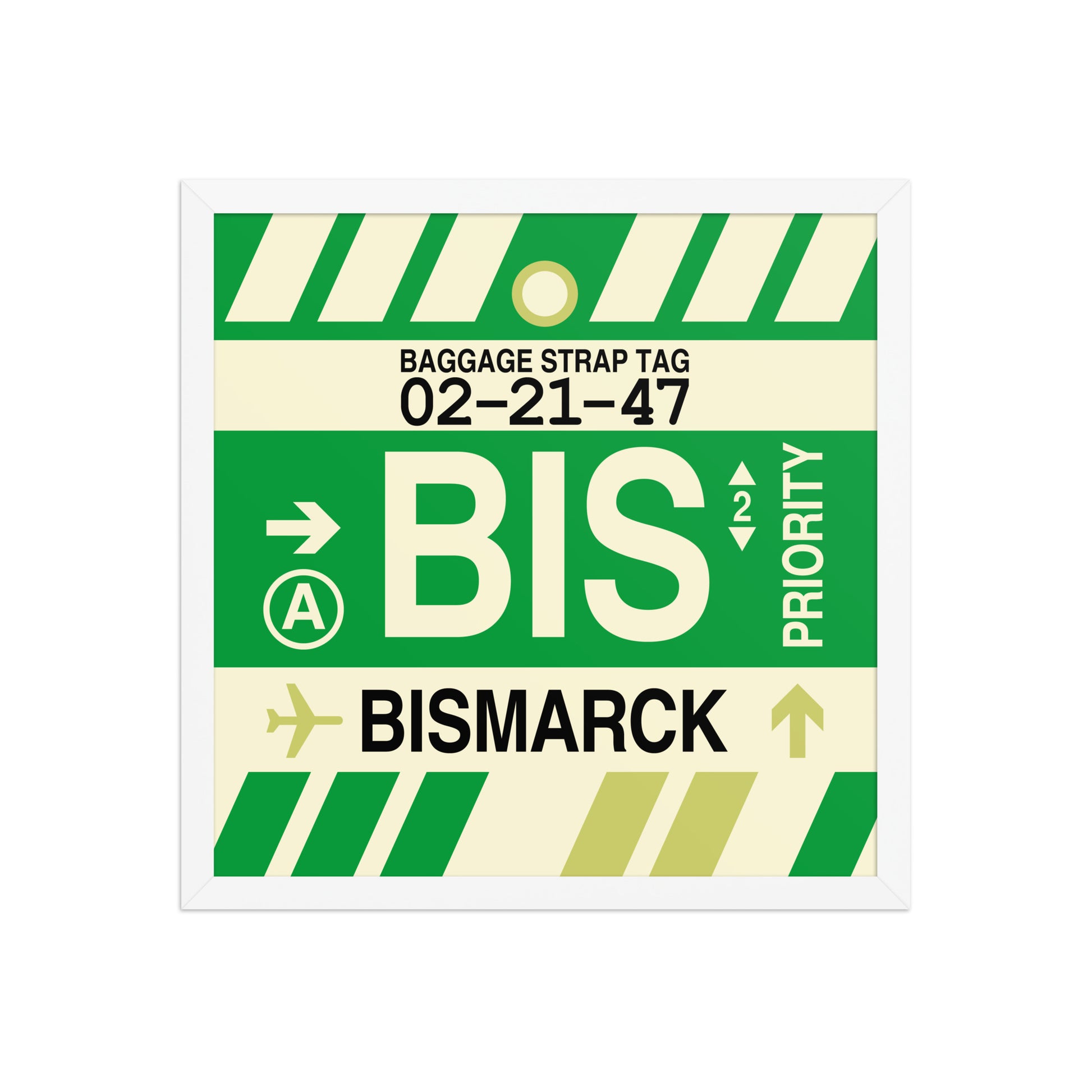 BIS Bismarck Framed Print • Jet Age Baggage Tag Design • YHM Designs - Image 11