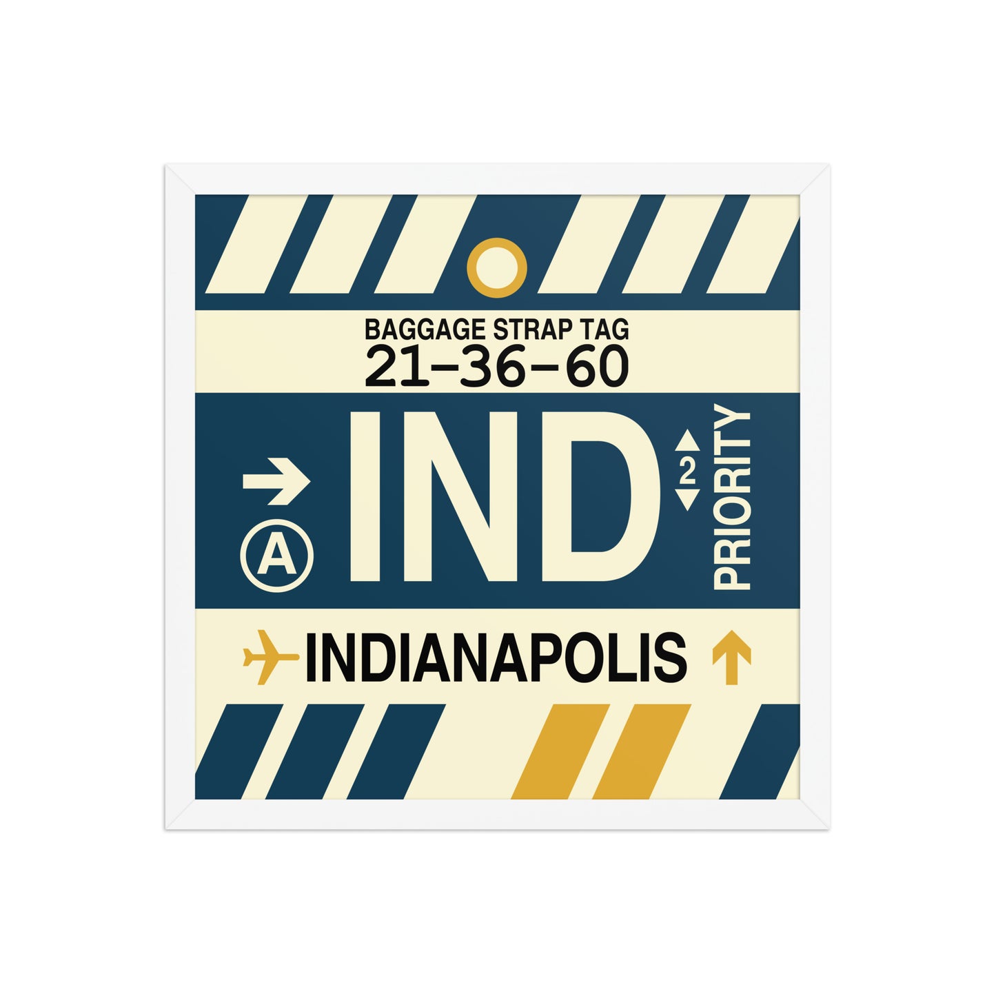 IND Indianapolis Framed Print • Jet Age Baggage Tag Design • YHM Designs - Image 11