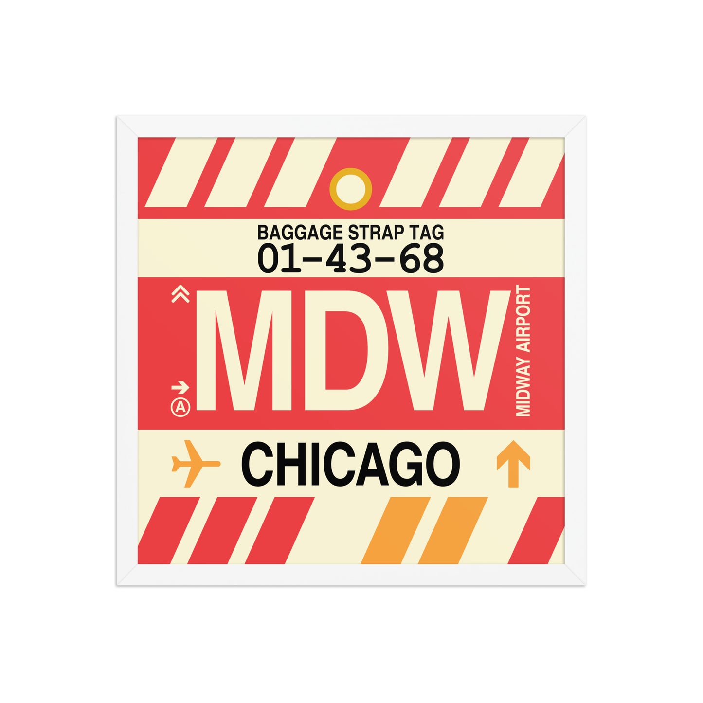 MDW Chicago Framed Print • Jet Age Baggage Tag Design • YHM Designs - Image 11