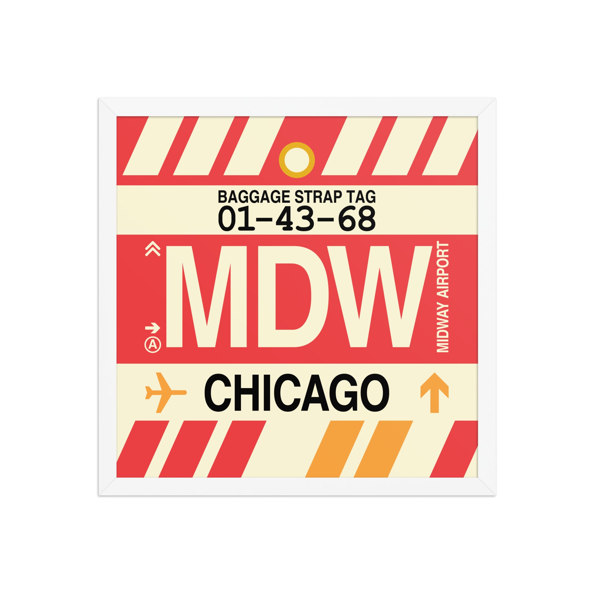 MDW Chicago Framed Print • Jet Age Baggage Tag Design • YHM Designs - Image 11