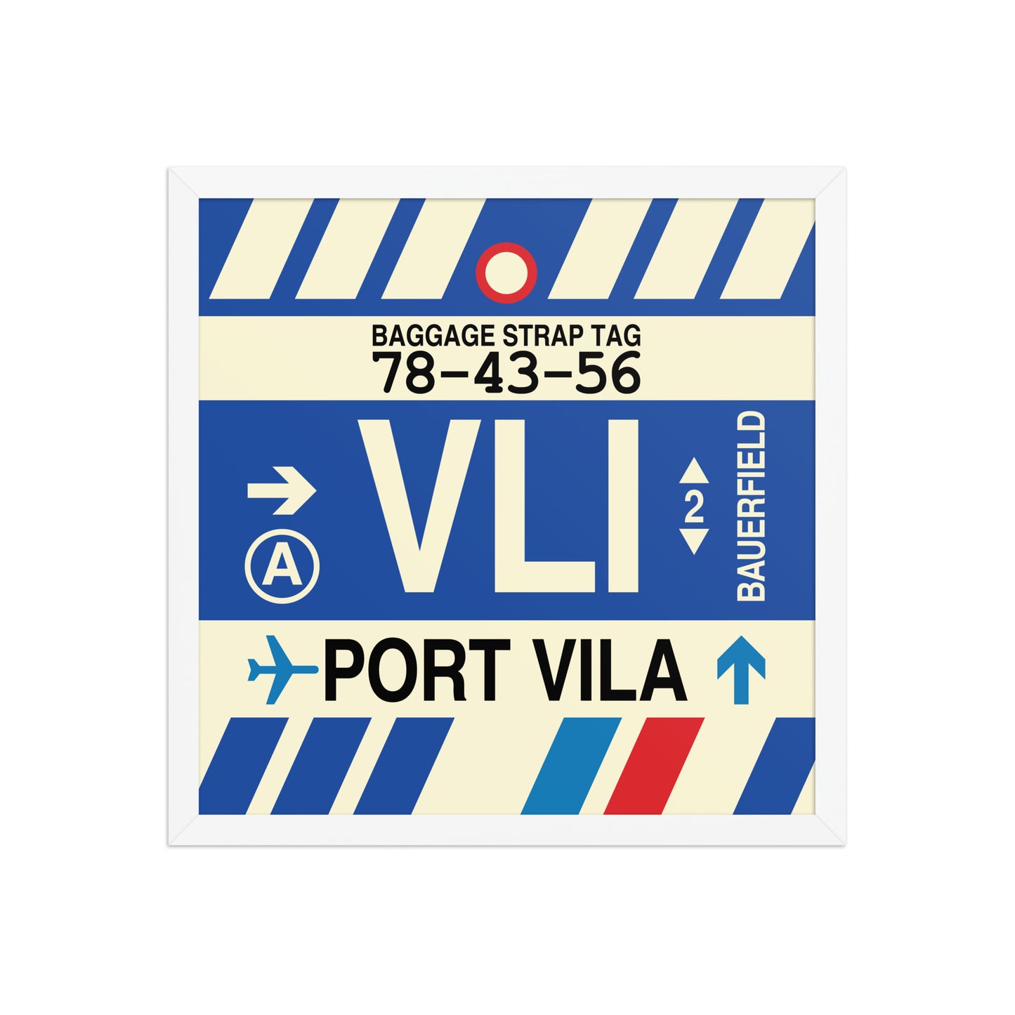 VLI Port Vila Framed Print • Jet Age Baggage Tag Design • YHM Designs - Image 14
