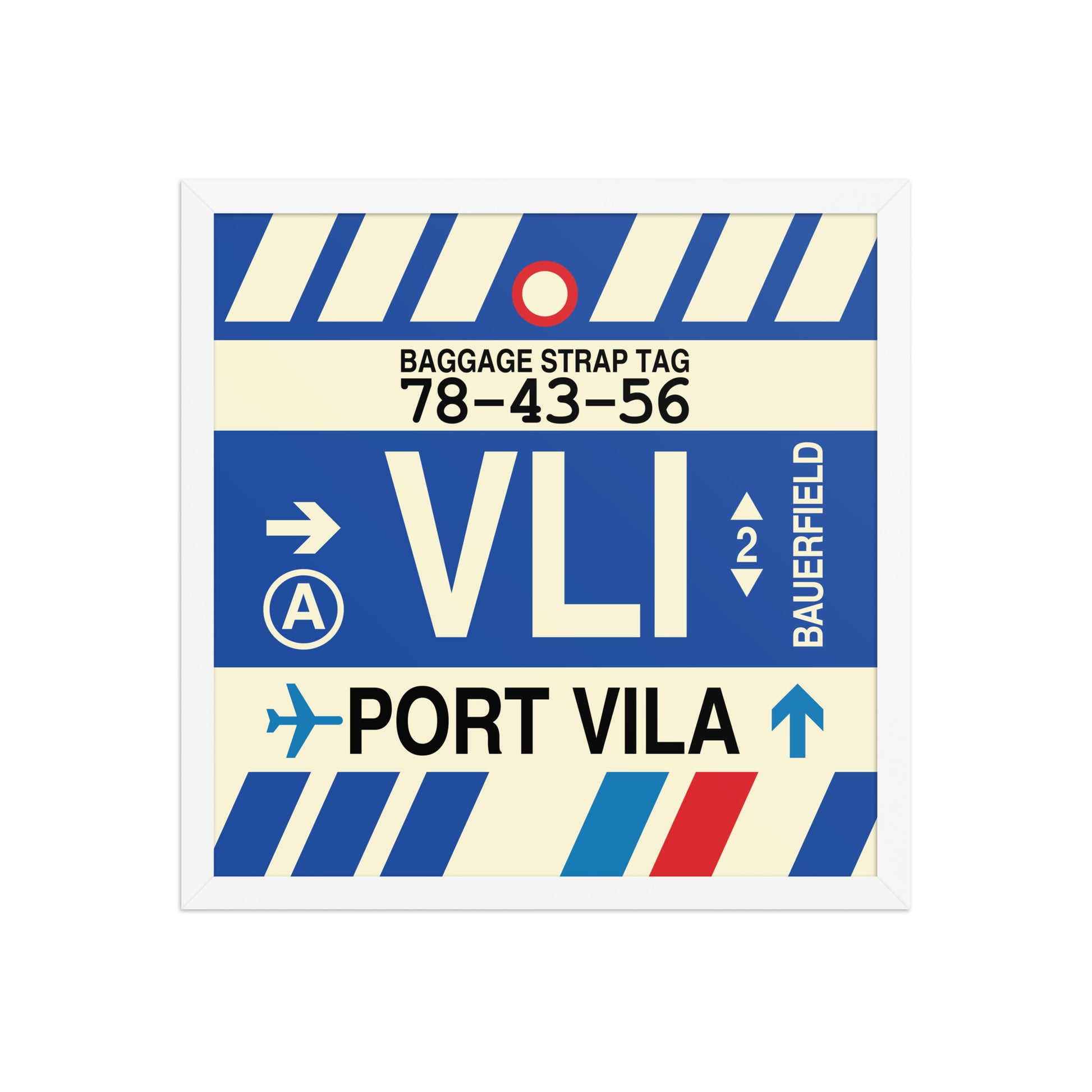 VLI Port Vila Framed Print • Jet Age Baggage Tag Design • YHM Designs - Image 14