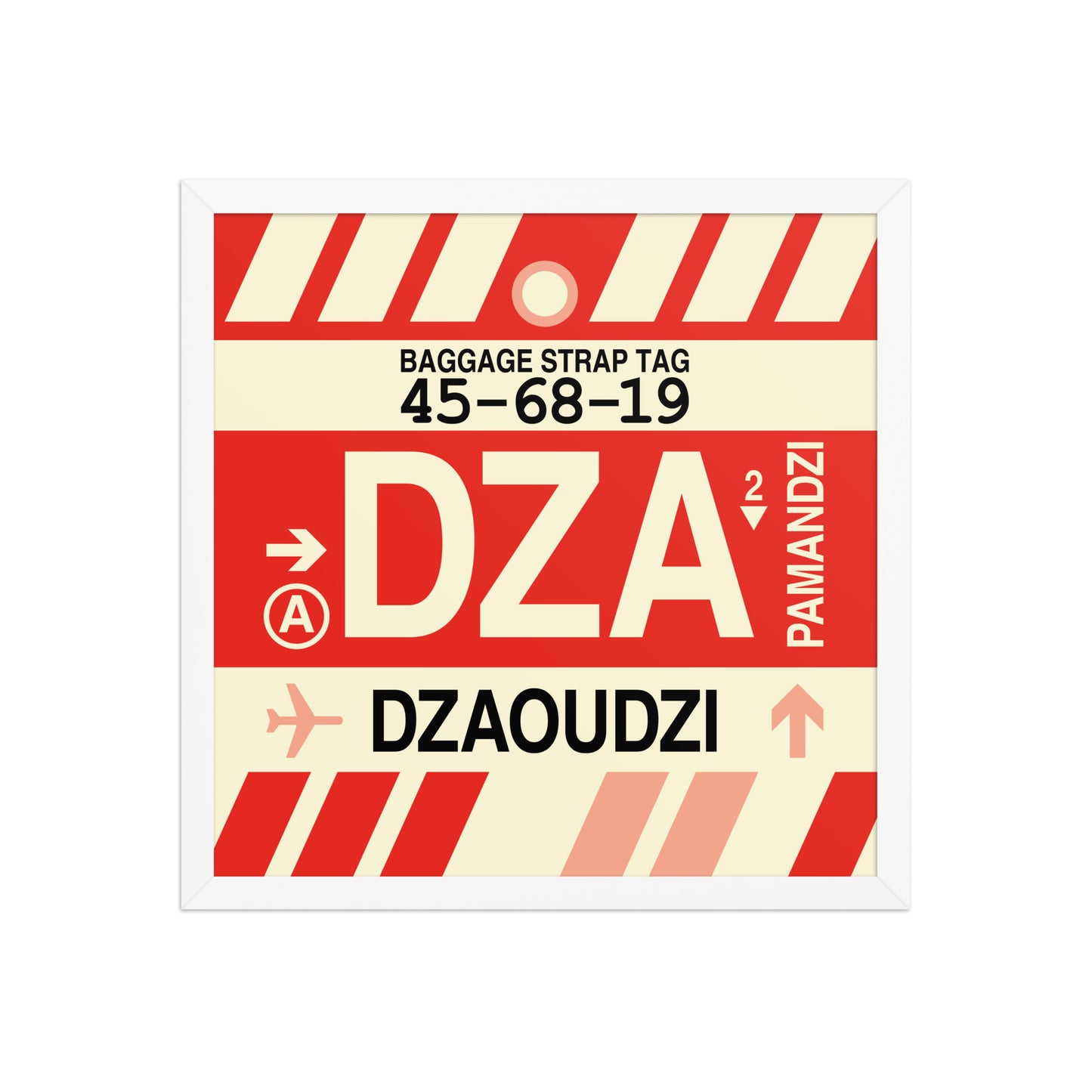 DZA Dzaoudzi Framed Print • Jet Age Baggage Tag Design • YHM Designs - Image 14