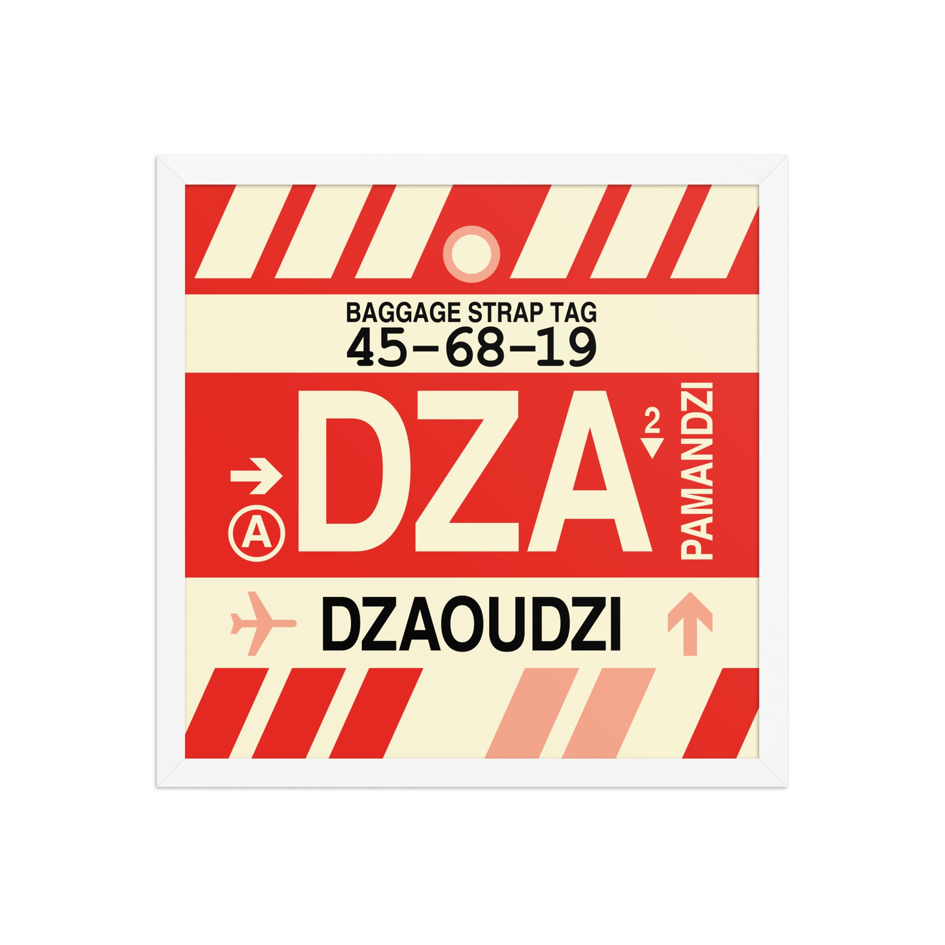 DZA Dzaoudzi Framed Print • Jet Age Baggage Tag Design • YHM Designs - Image 14