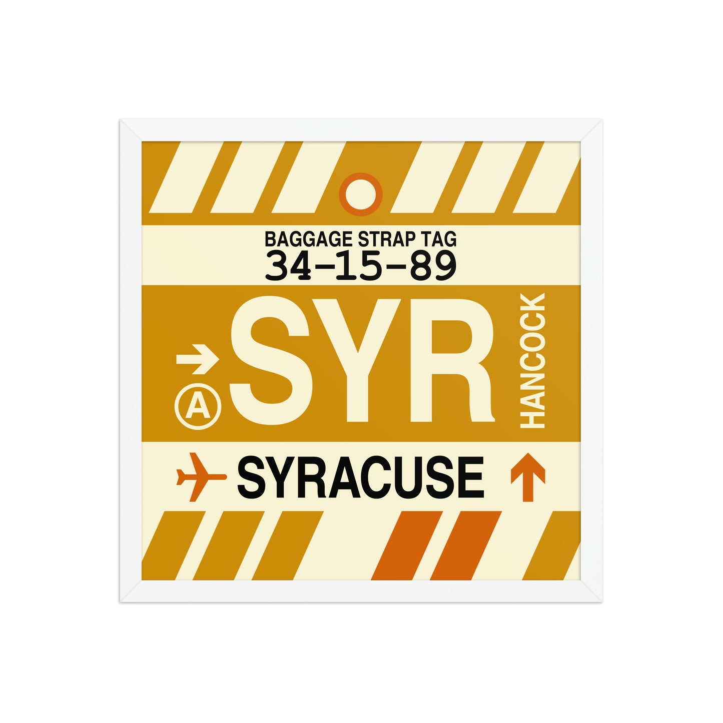 SYR Syracuse Framed Print • Jet Age Baggage Tag Design • YHM Designs - Image 11