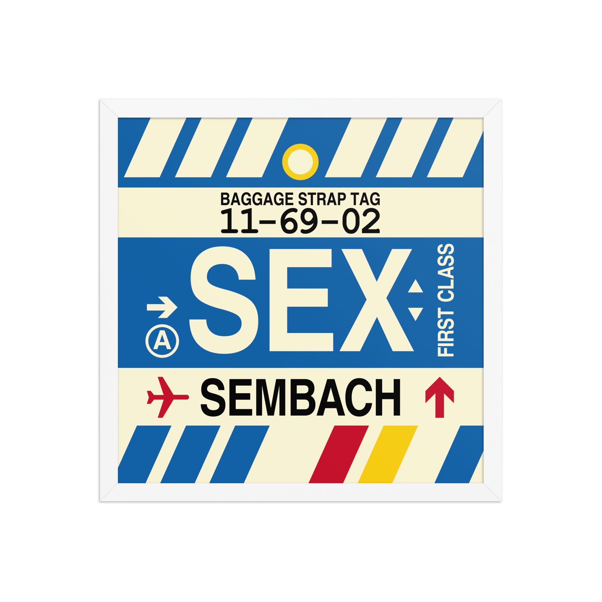SEX Sembach Framed Print • Jet Age Baggage Tag Design • YHM Designs - Image 11