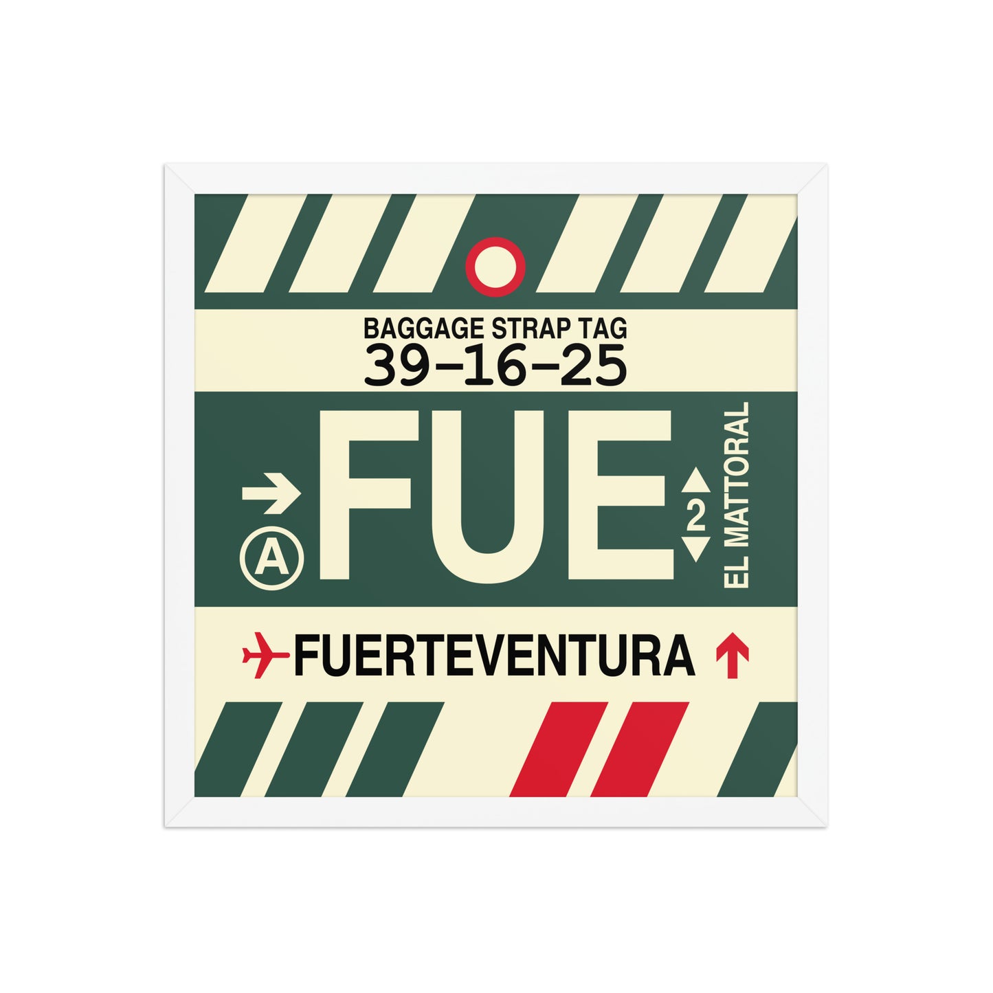 FUE Fuerteventura Framed Print • Jet Age Baggage Tag Design • YHM Designs - Image 11