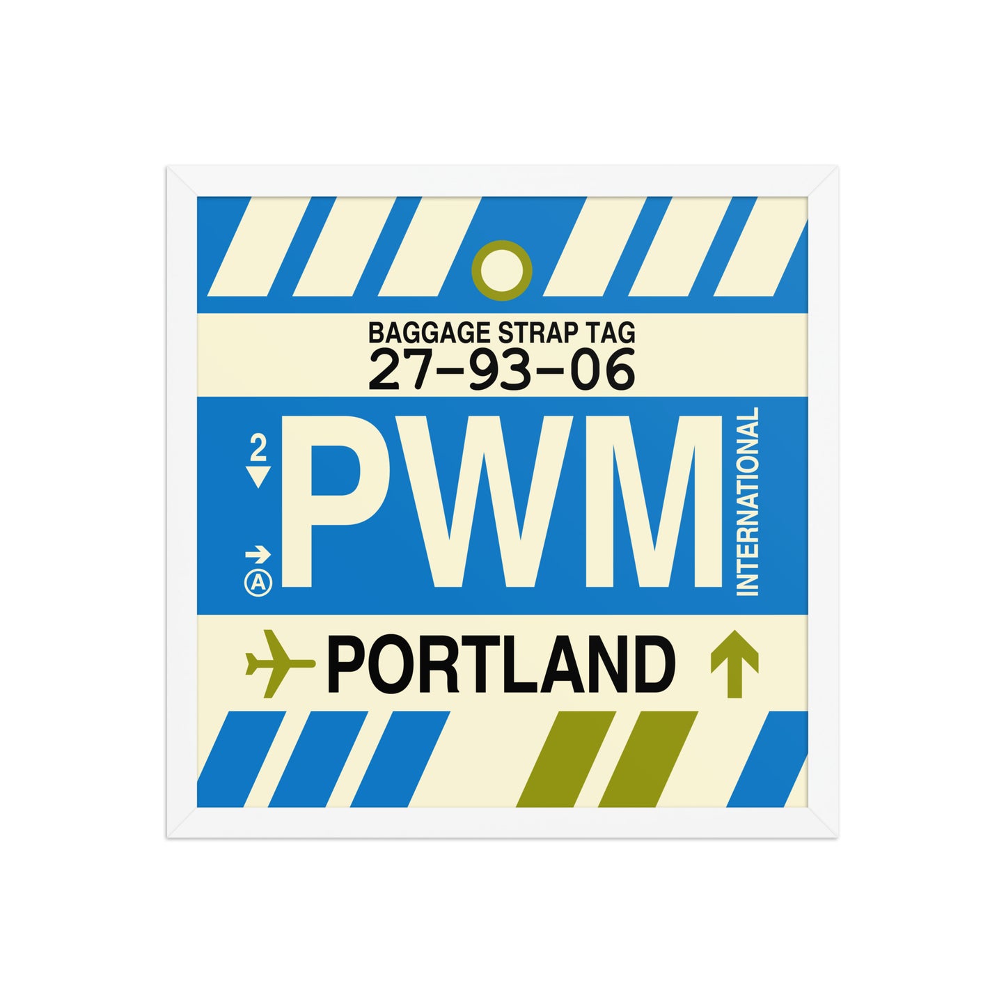 PWM Portland Framed Print • Jet Age Baggage Tag Design • YHM Designs - Image 11