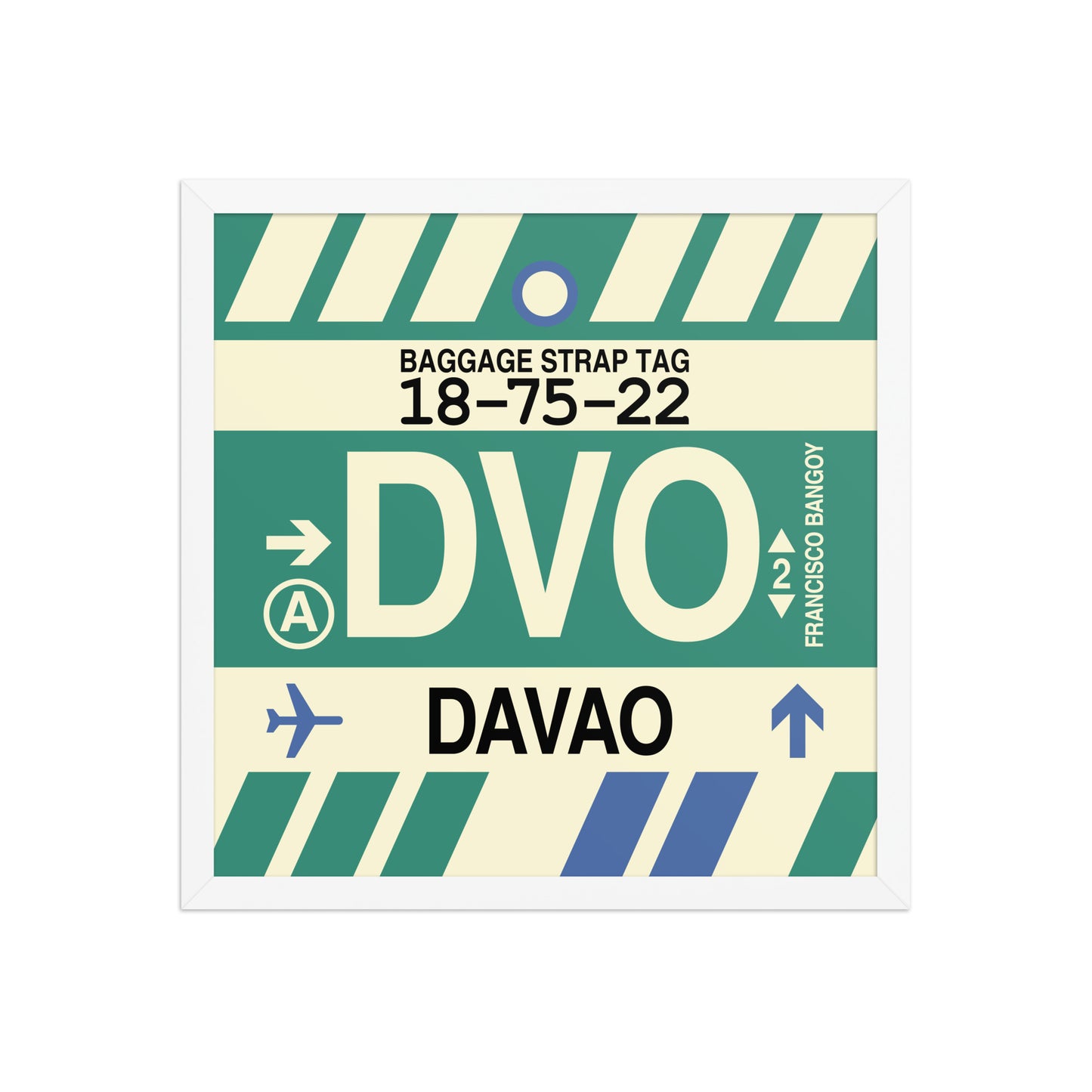 DVO Davao Framed Print • Jet Age Baggage Tag Design • YHM Designs - Image 14