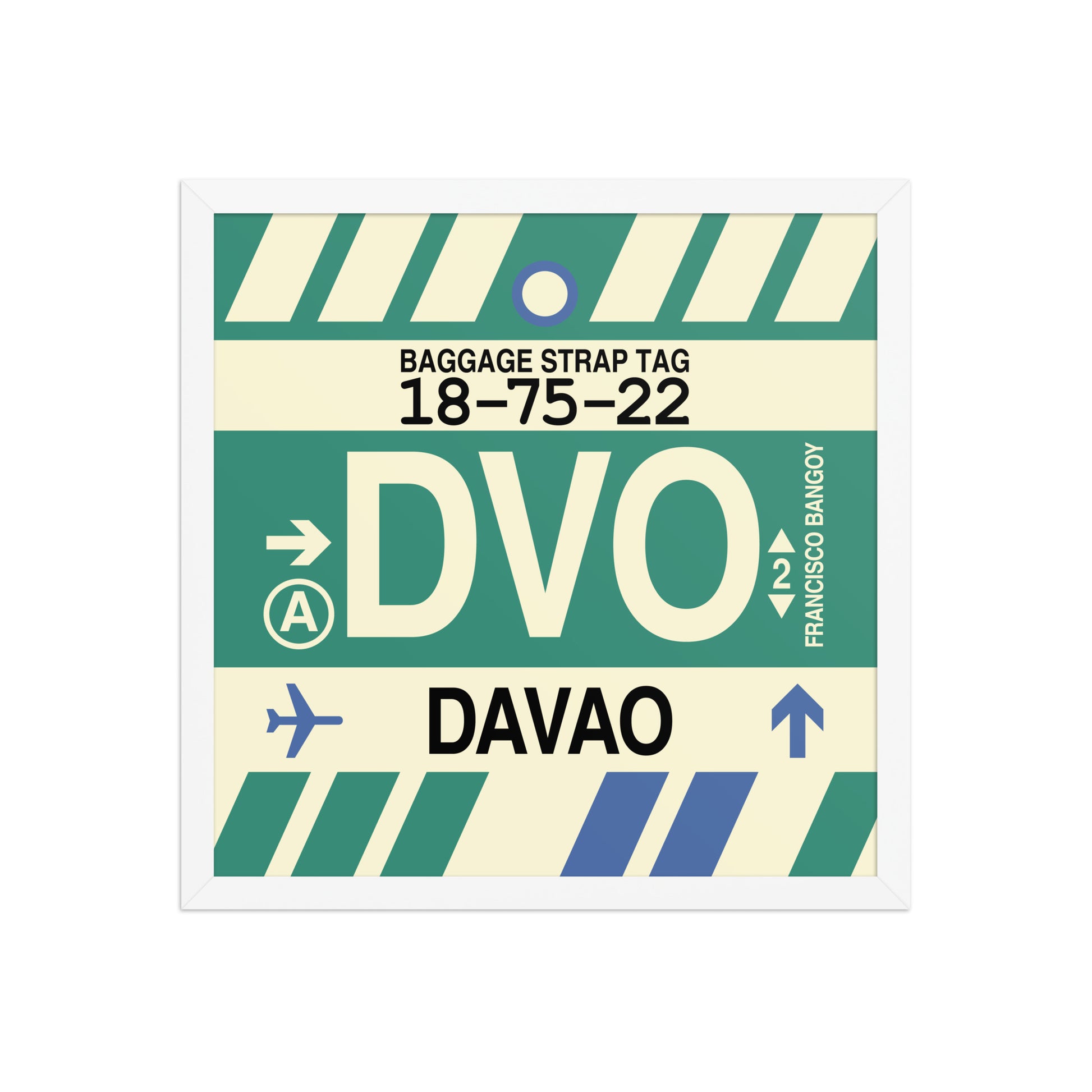 DVO Davao Framed Print • Jet Age Baggage Tag Design • YHM Designs - Image 14