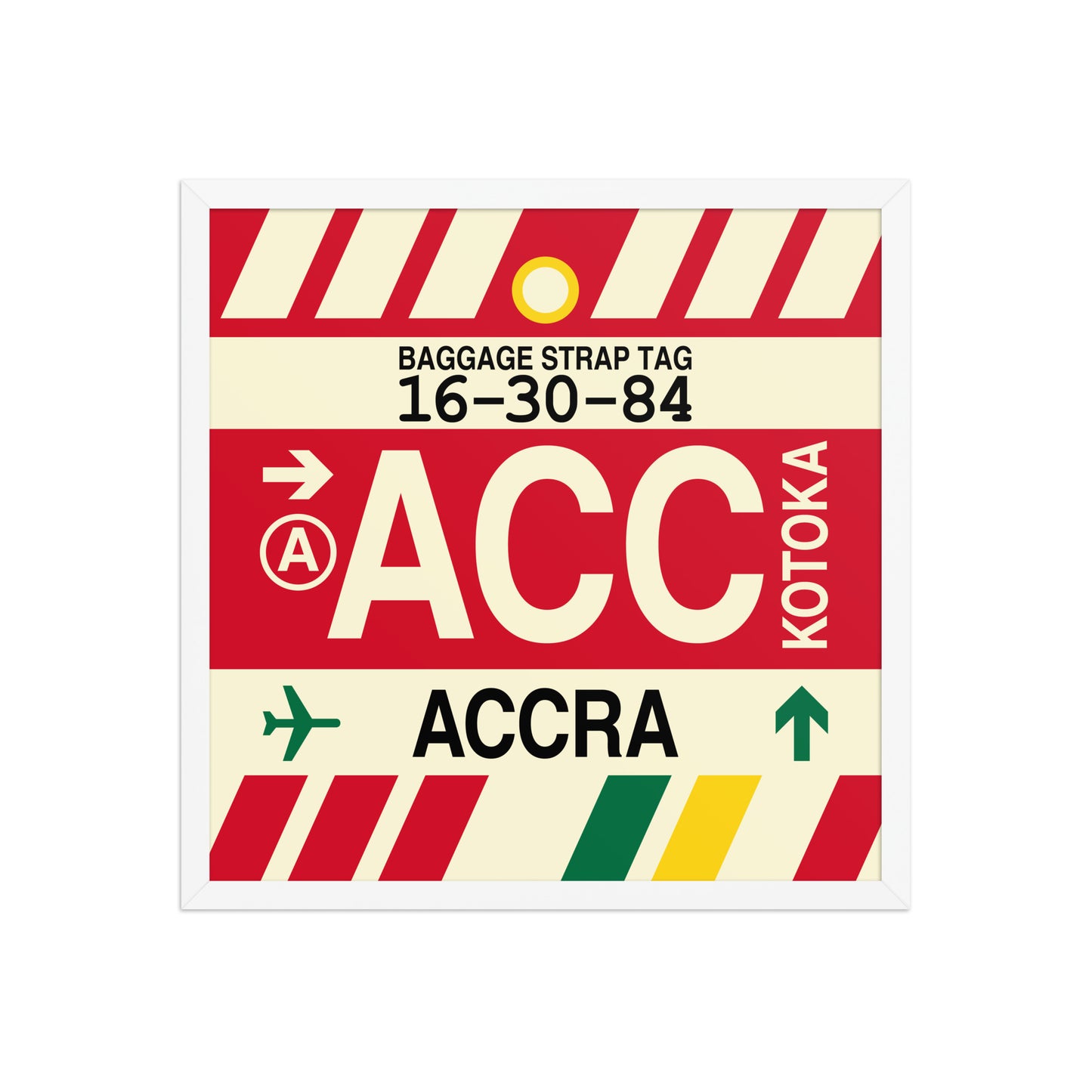 ACC Accra Framed Print • Jet Age Baggage Tag Design • YHM Designs - Image 15