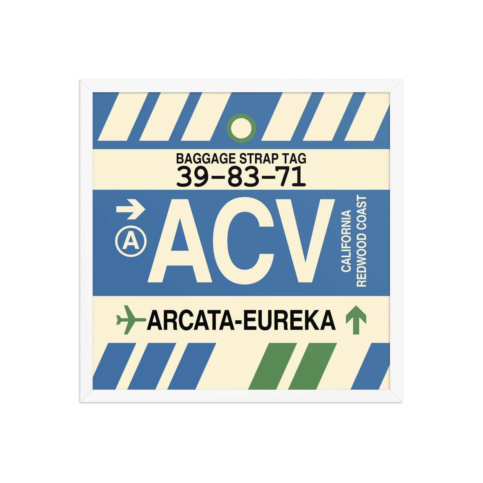 ACV Arcata-Eureka Framed Print • Jet Age Baggage Tag Design • YHM Designs - Image 15