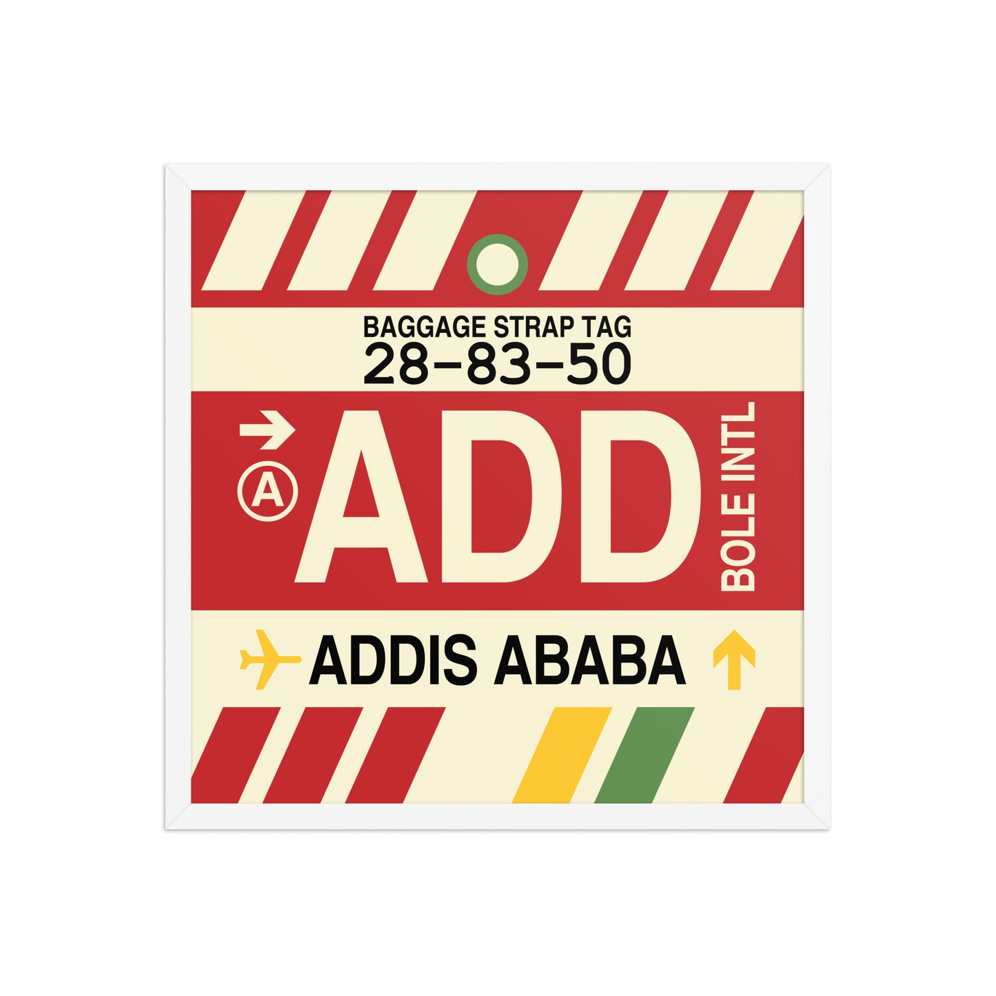 ADD Addis Ababa Framed Print • Jet Age Baggage Tag Design • YHM Designs - Image 15