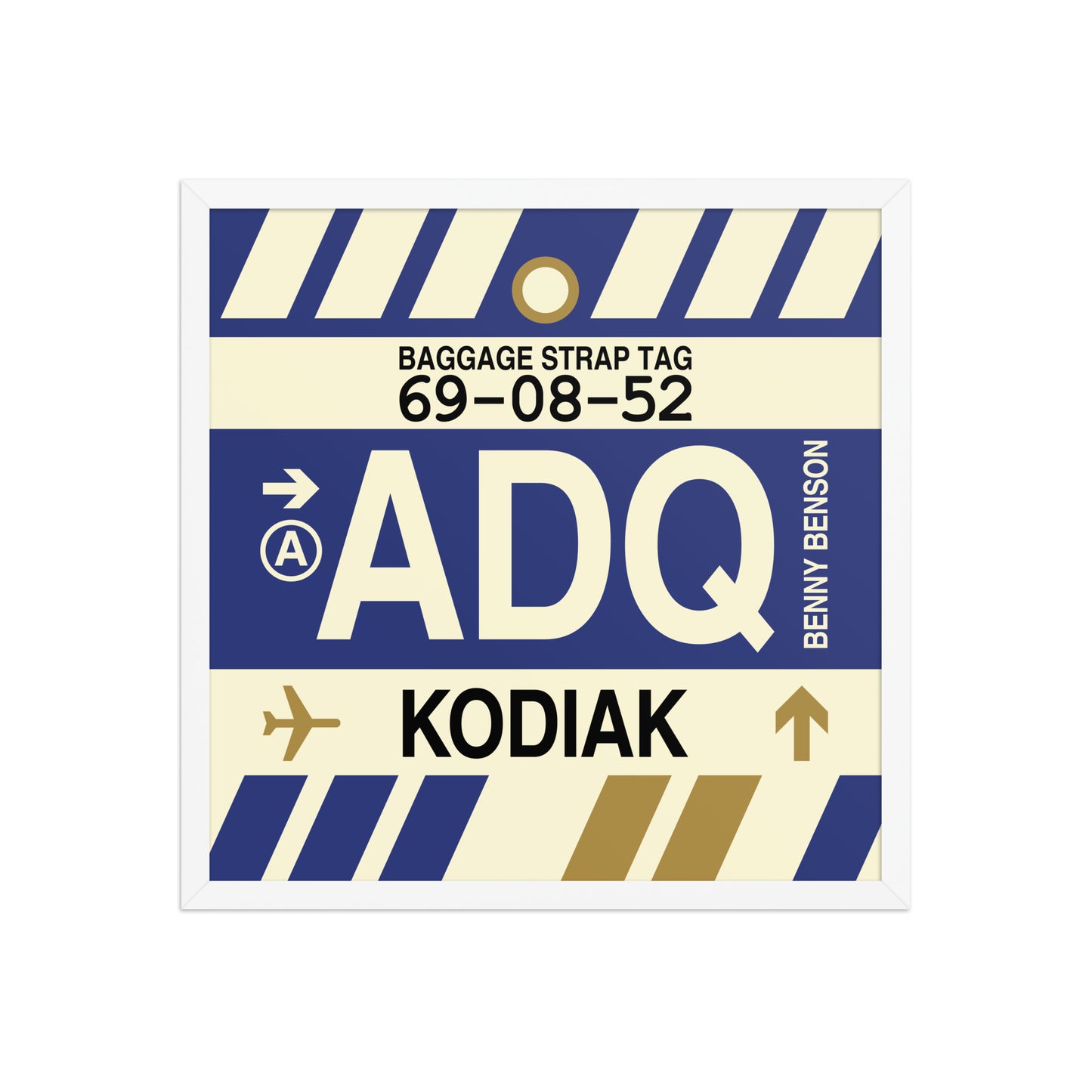 ADQ Kodiak Framed Print • Jet Age Baggage Tag Design • YHM Designs - Image 15