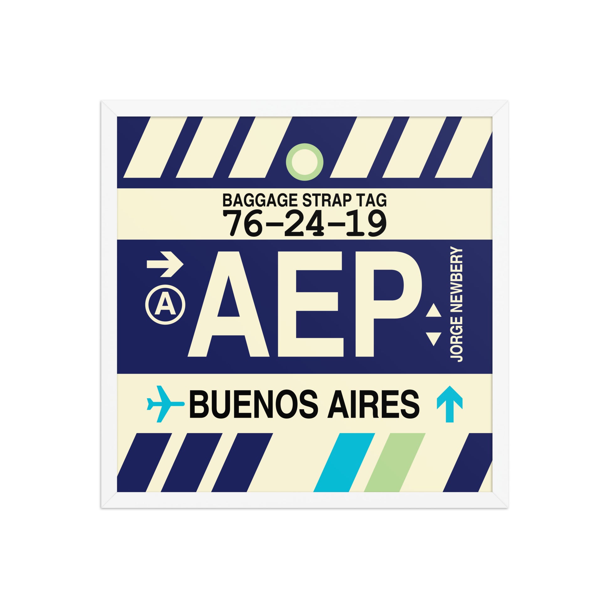 AEP Buenos Aires Framed Print • Jet Age Baggage Tag Design • YHM Designs - Image 15