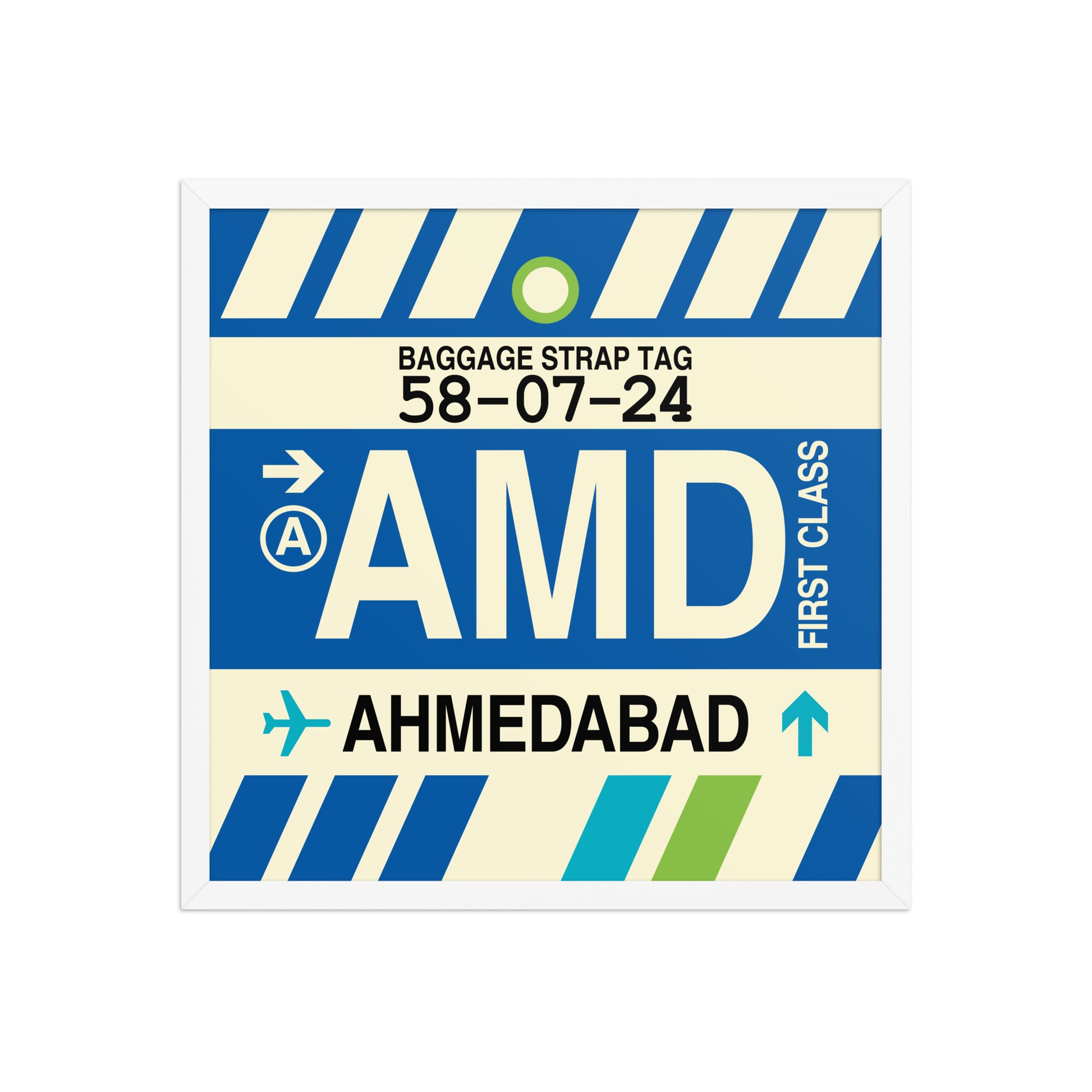 AMD Ahmedabad Framed Print • Jet Age Baggage Tag Design • YHM Designs - Image 15