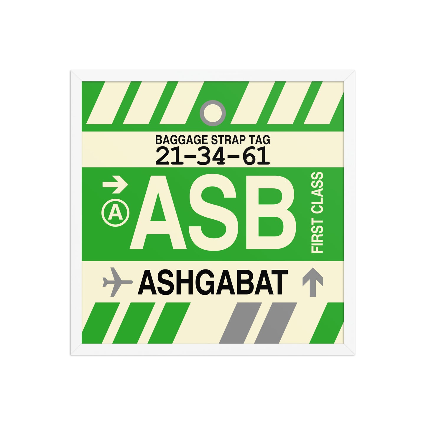 ASB Ashgabat Framed Print • Jet Age Baggage Tag Design • YHM Designs - Image 15