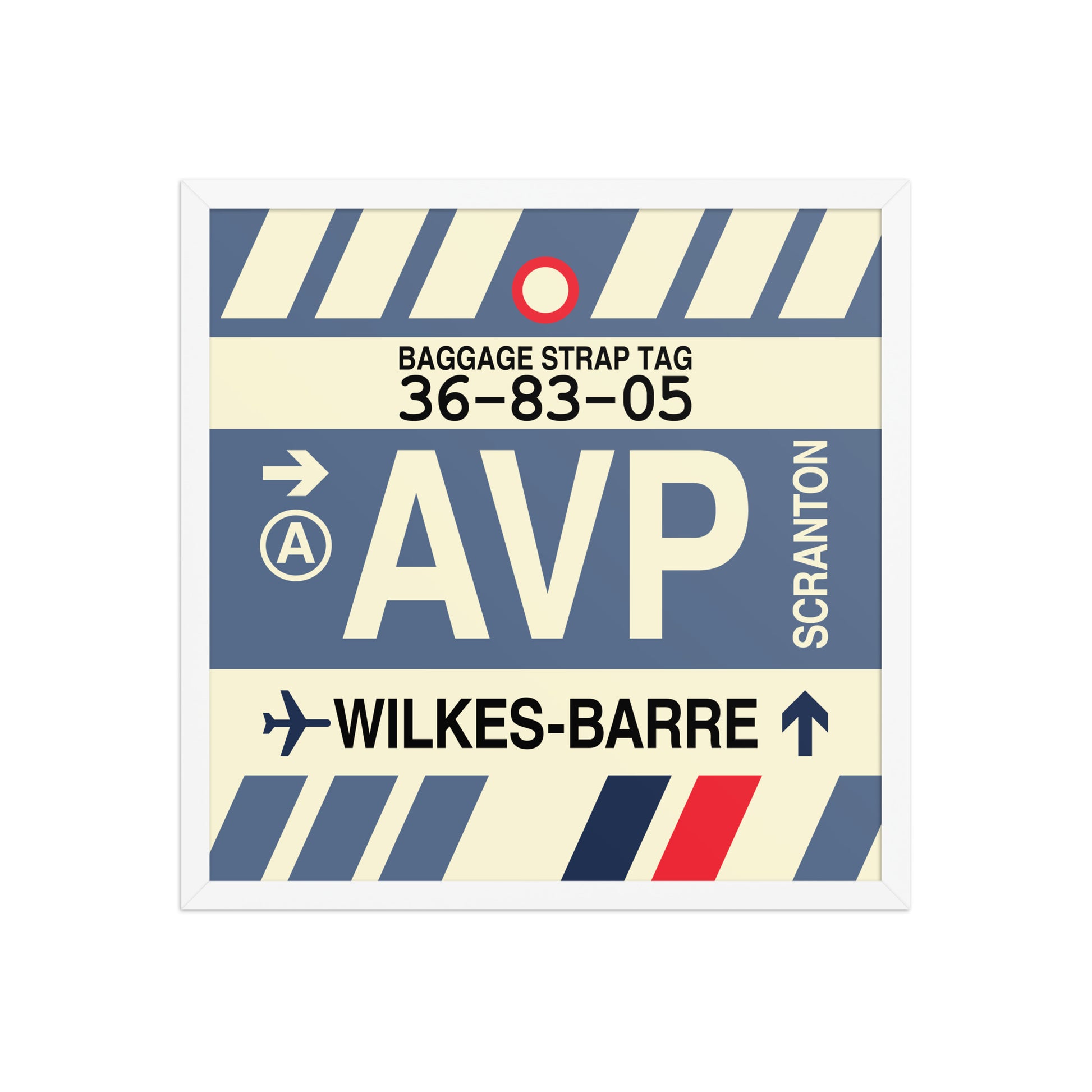 AVP Wilkes-Barre Scranton Framed Print • Jet Age Baggage Tag Design • YHM Designs - Image 15