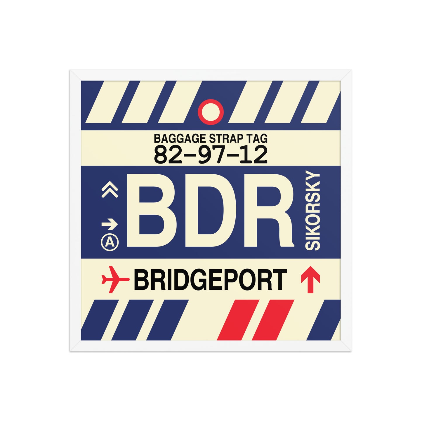 BDR Bridgeport Framed Print • Jet Age Baggage Tag Design • YHM Designs - Image 15