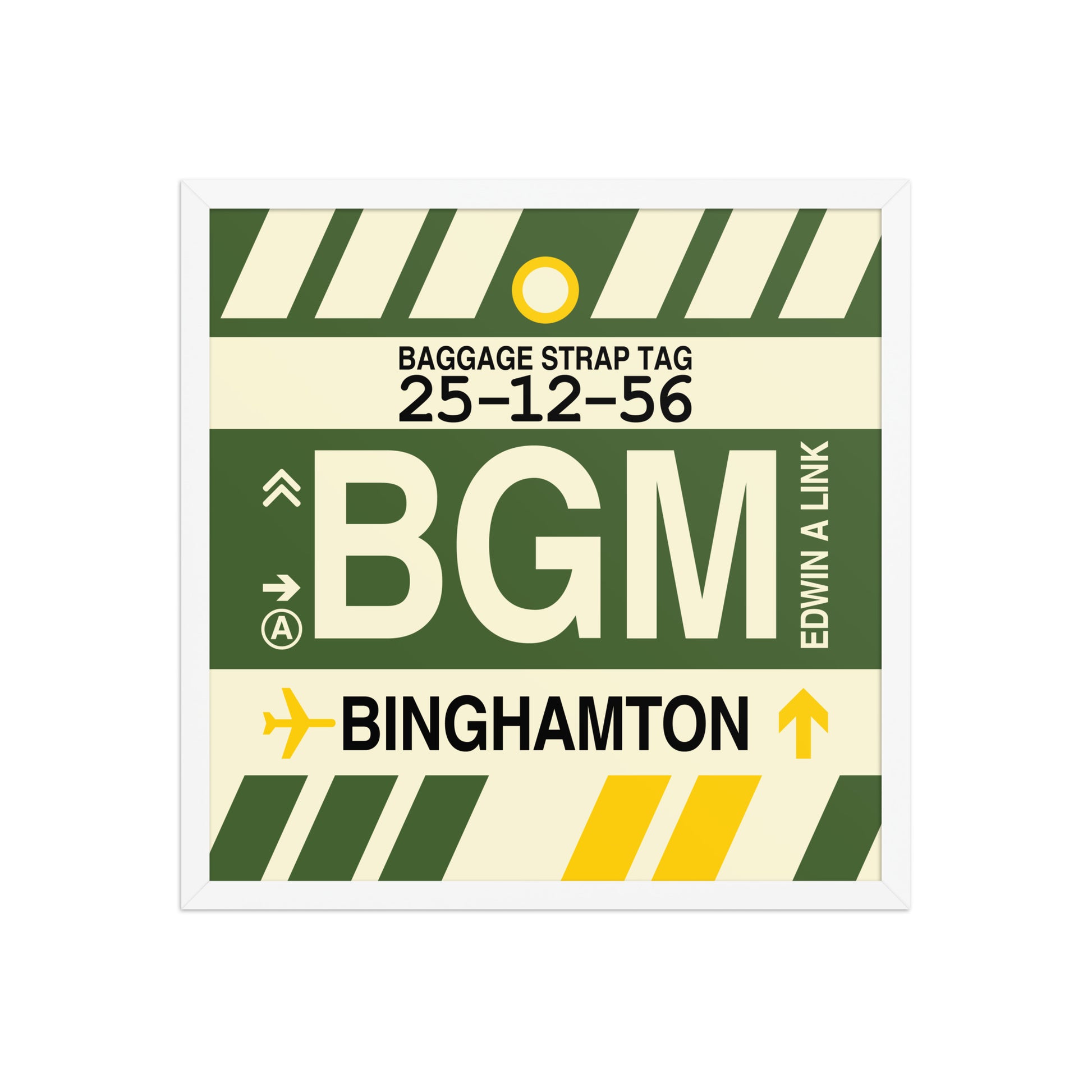 BGM Binghamton Framed Print • Jet Age Baggage Tag Design • YHM Designs - Image 15
