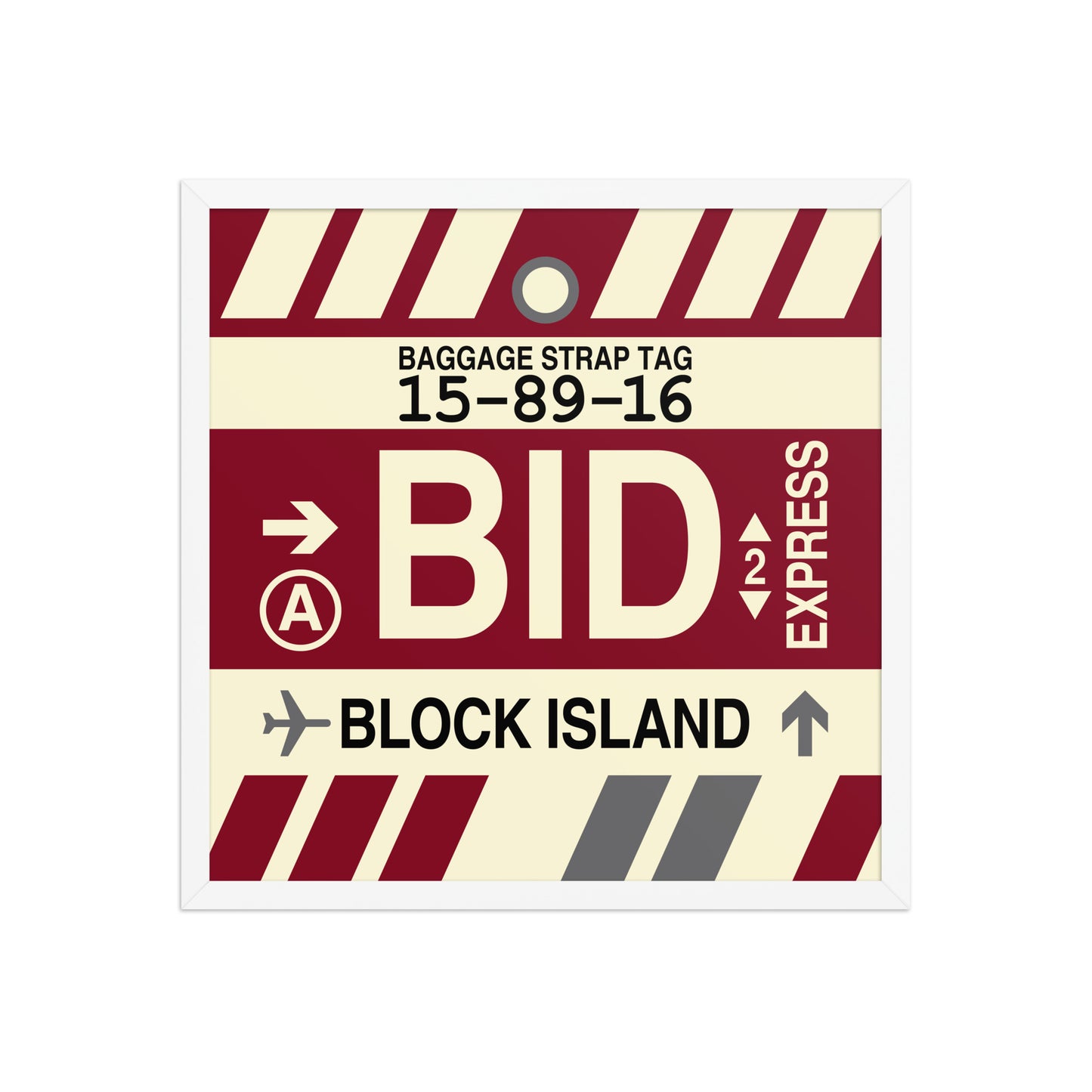 BID Block Island Framed Print • Jet Age Baggage Tag Design • YHM Designs - Image 15