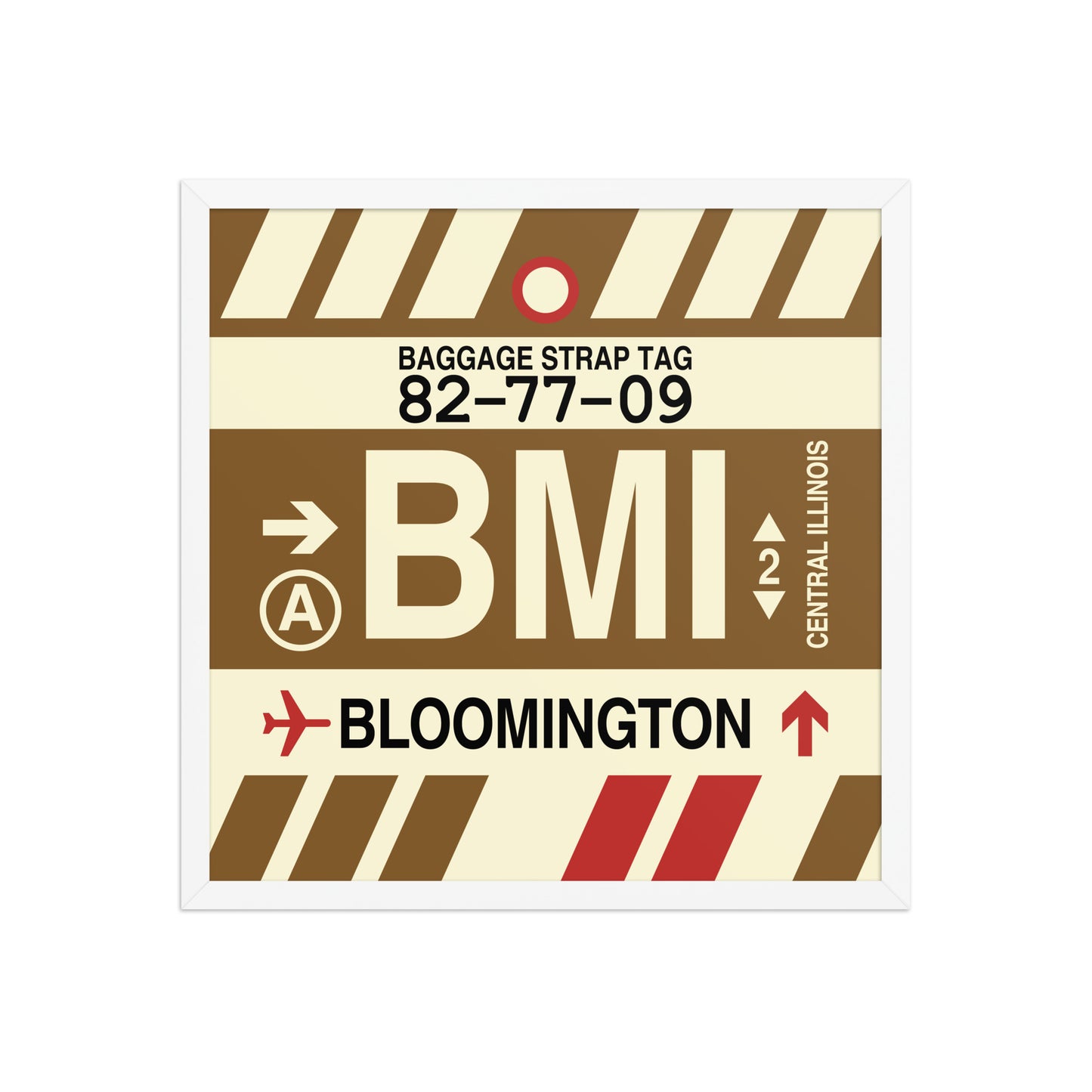 BMI Bloomington Framed Print • Jet Age Baggage Tag Design • YHM Designs - Image 15