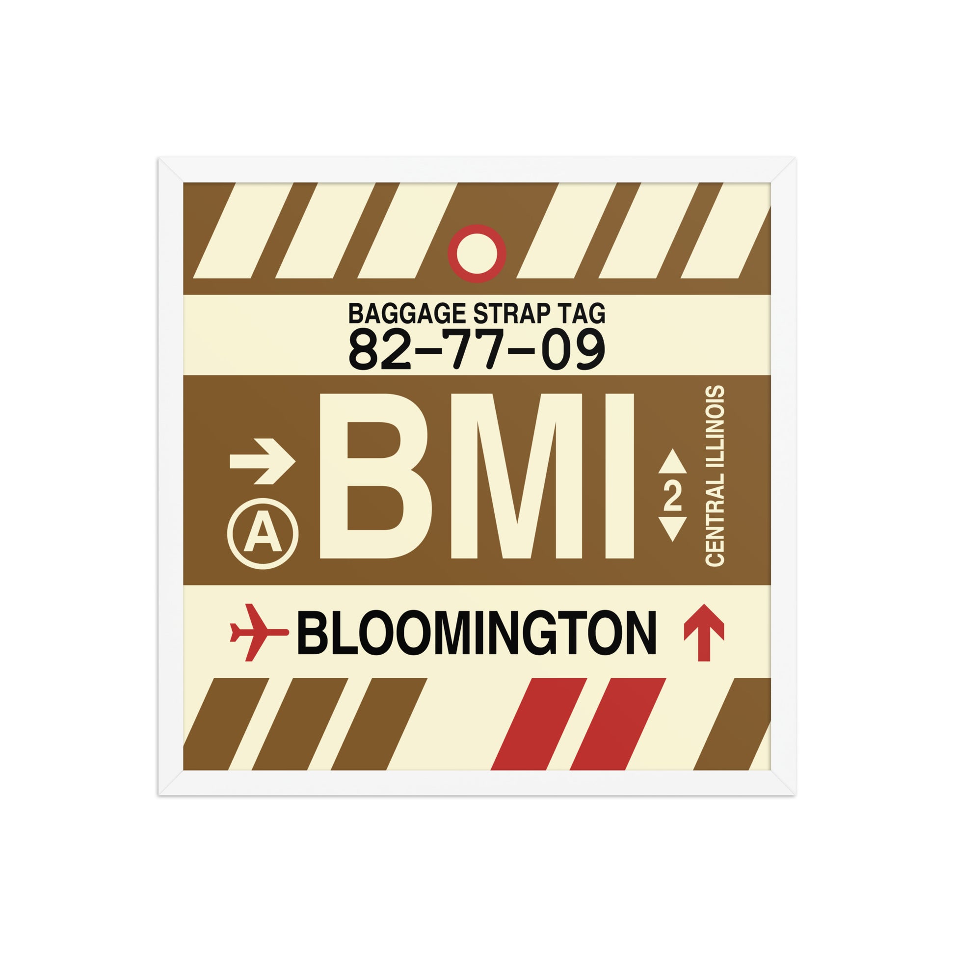 BMI Bloomington Framed Print • Jet Age Baggage Tag Design • YHM Designs - Image 15