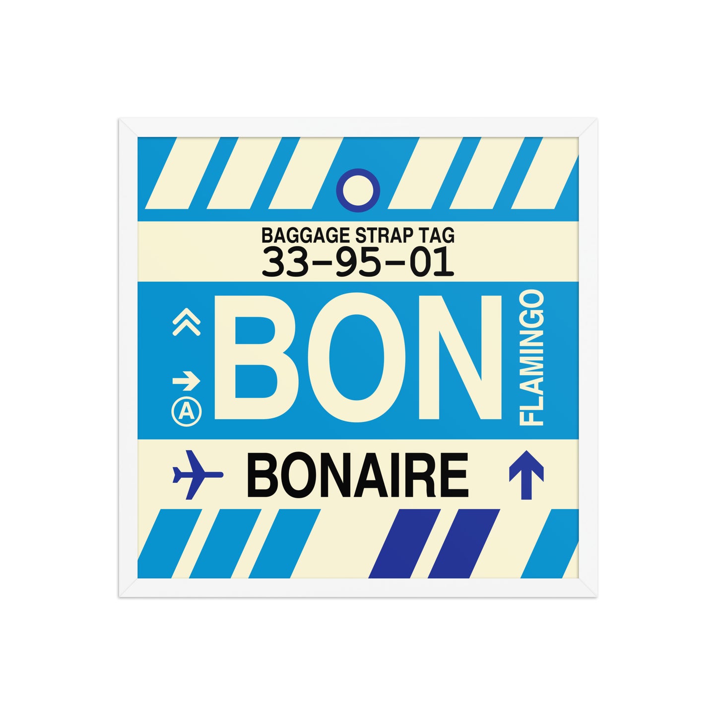BON Bonaire Framed Print • Jet Age Baggage Tag Design • YHM Designs - Image 15