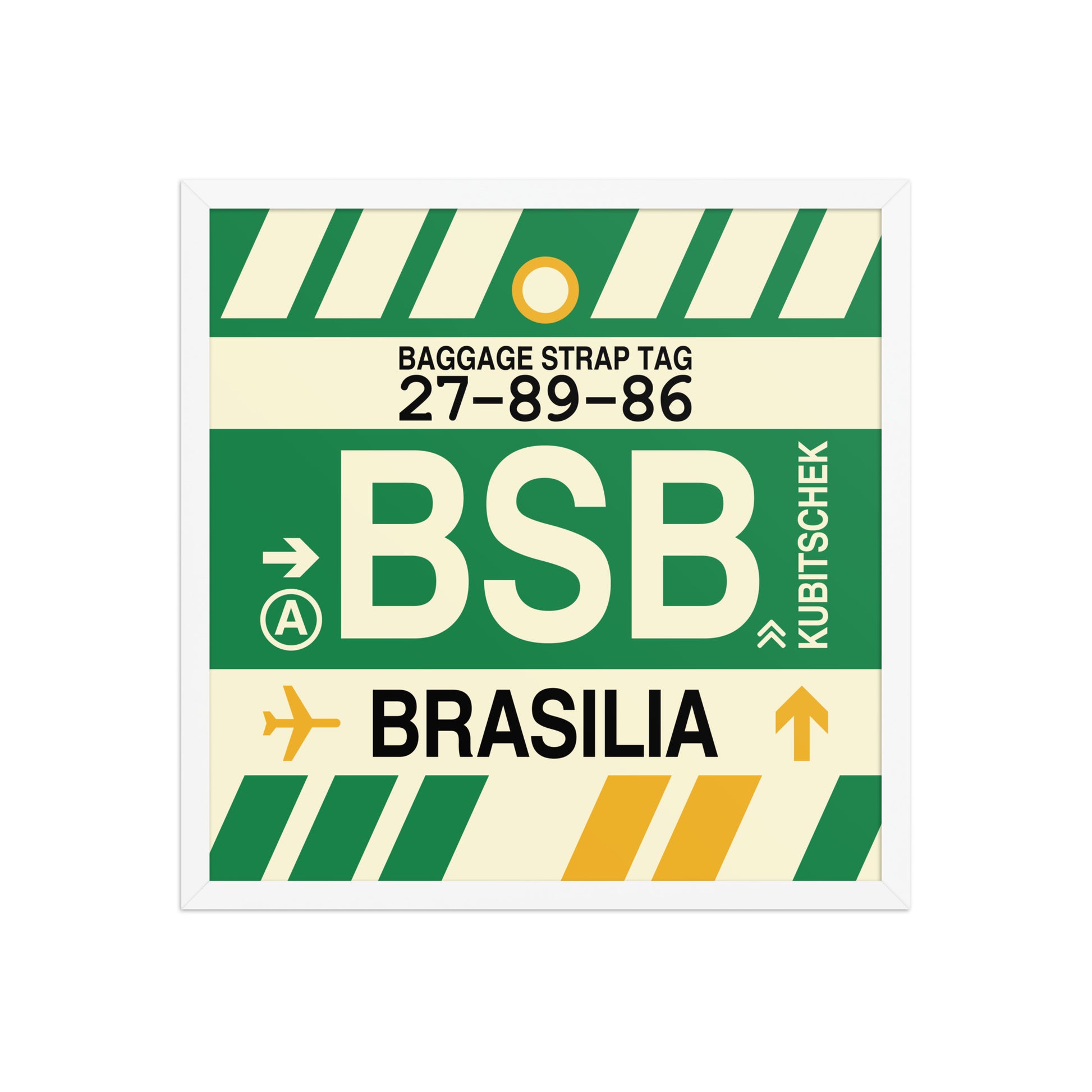 BSB Brasilia Framed Print • Jet Age Baggage Tag Design • YHM Designs - Image 15