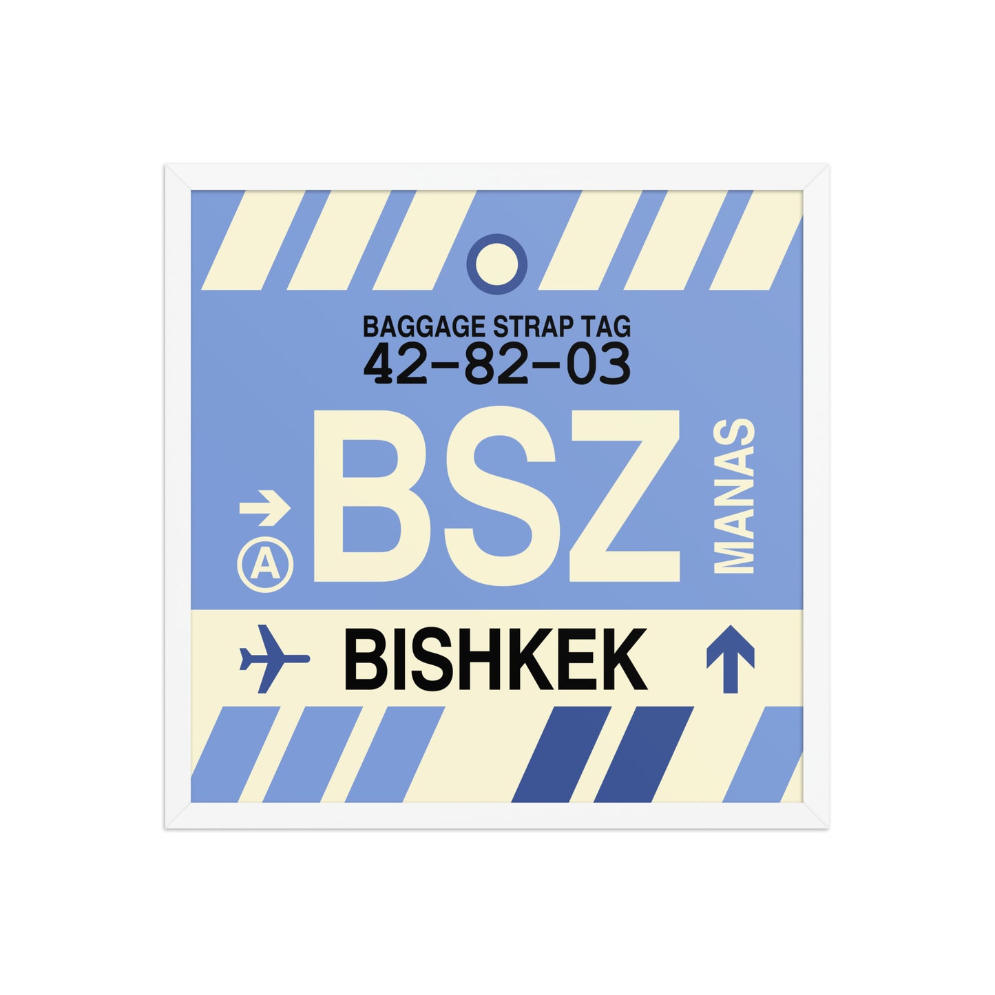 BSZ Bishkek Framed Print • Jet Age Baggage Tag Design • YHM Designs - Image 15