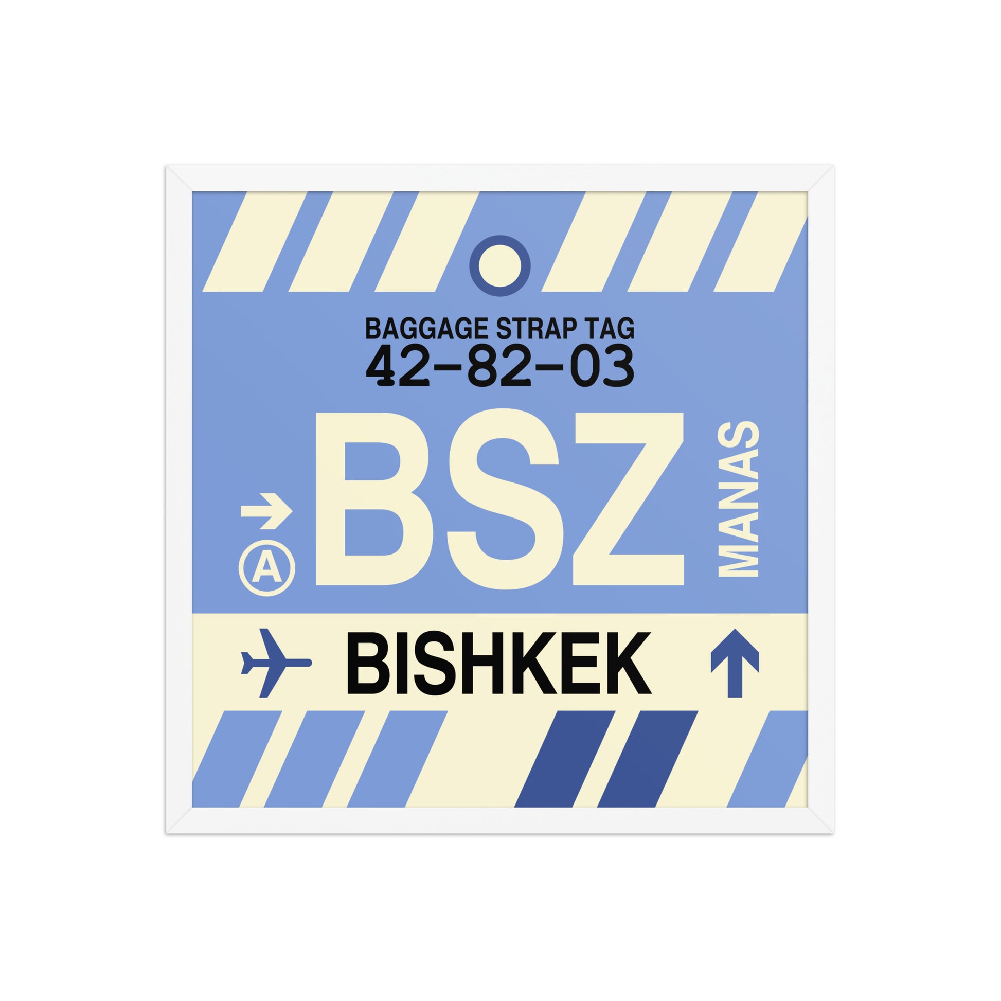 BSZ Bishkek Framed Print • Jet Age Baggage Tag Design • YHM Designs - Image 15