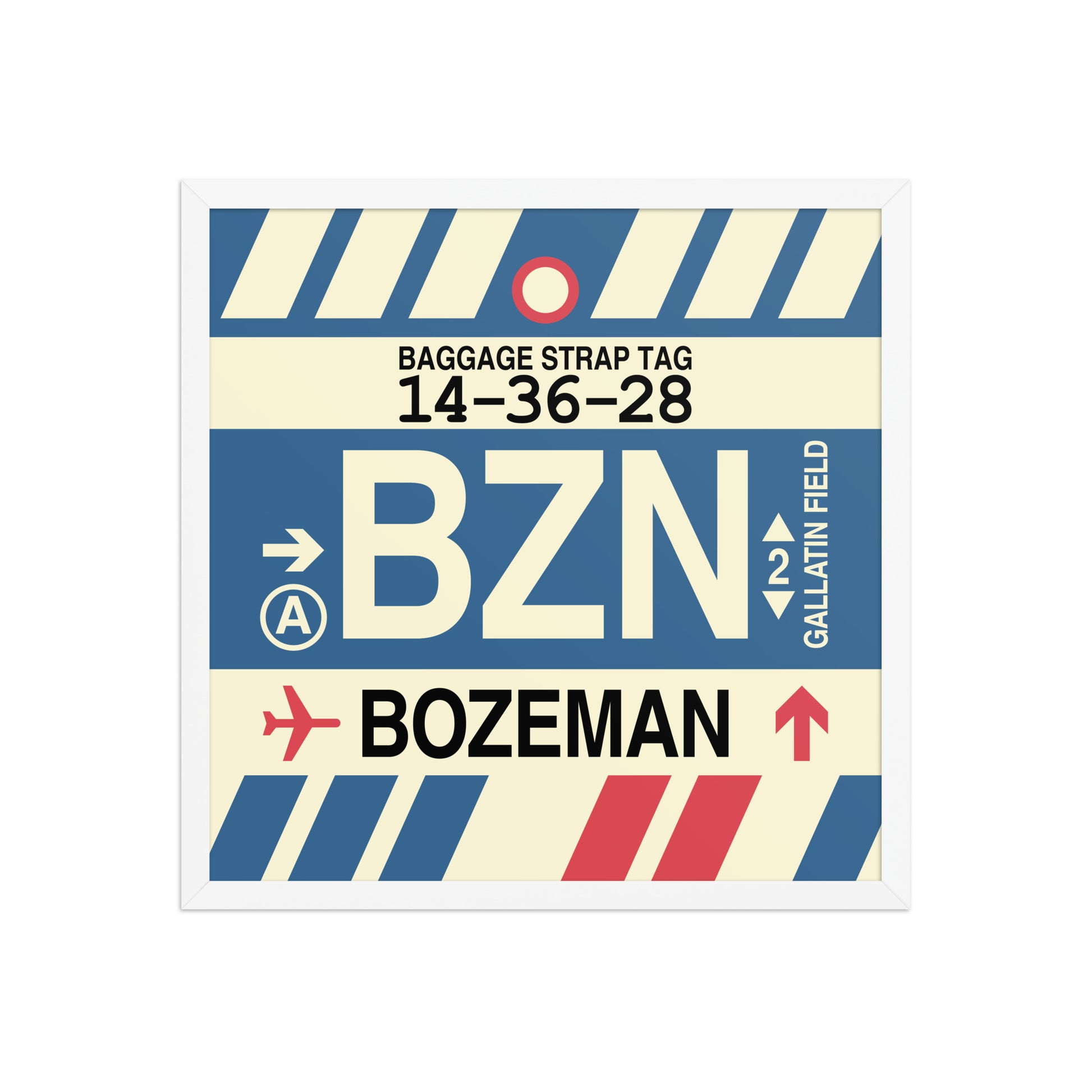 BZN Bozeman Framed Print • Jet Age Baggage Tag Design • YHM Designs - Image 15