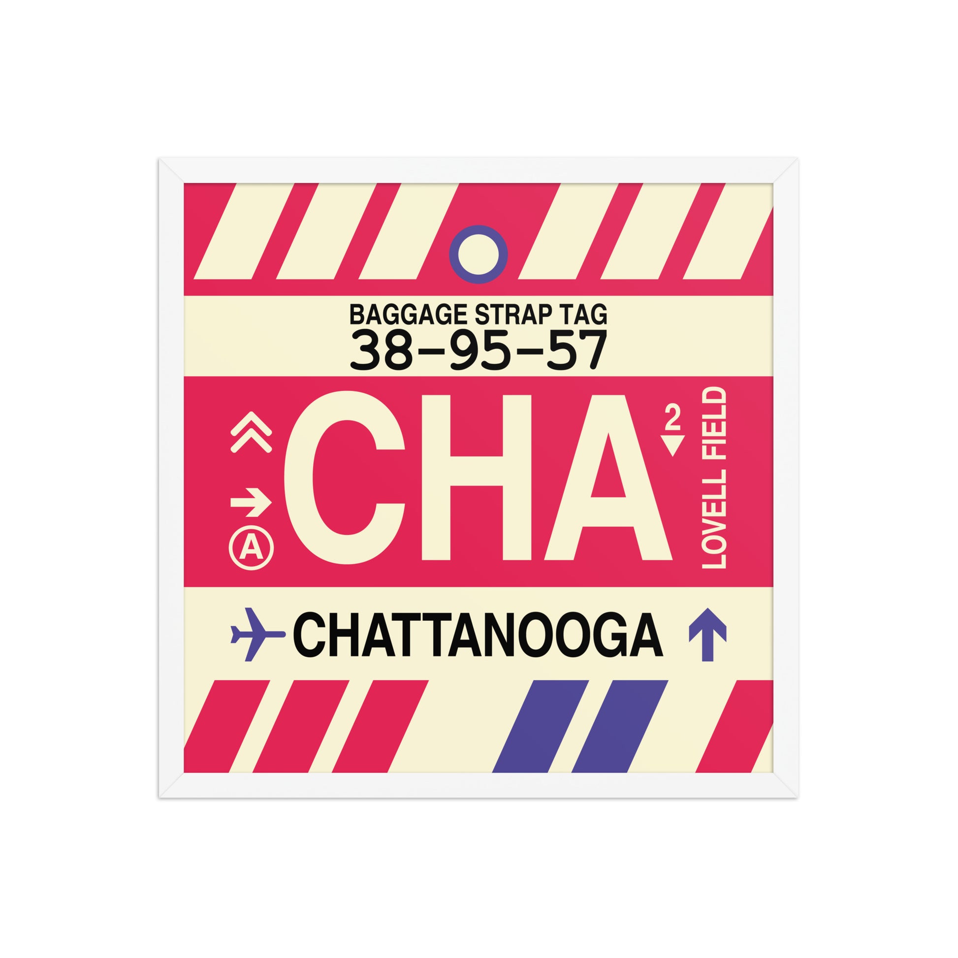 CHA Chattanooga Framed Print • Jet Age Baggage Tag Design • YHM Designs - Image 15