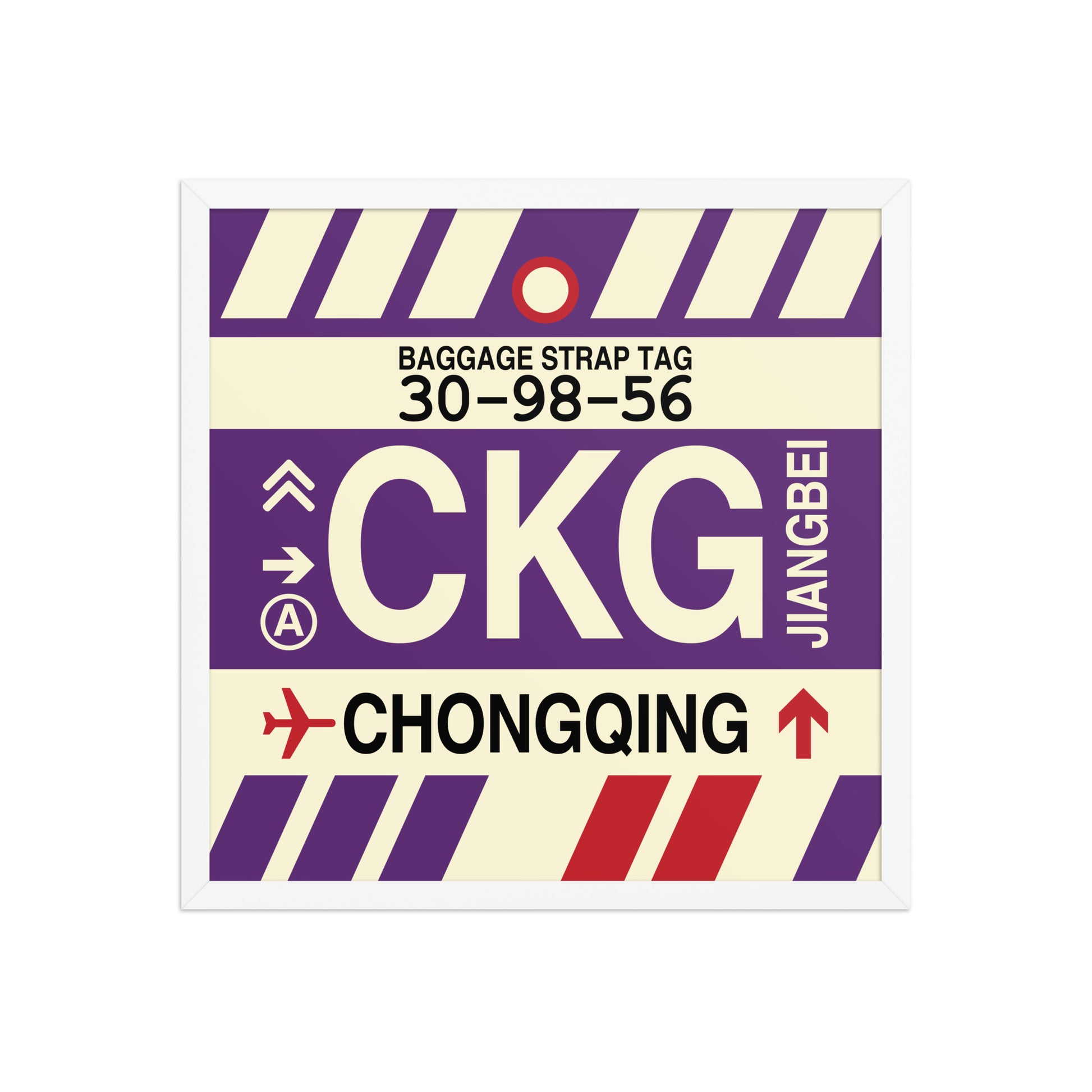 CKG Chongqing Framed Print • Jet Age Baggage Tag Design • YHM Designs - Image 15
