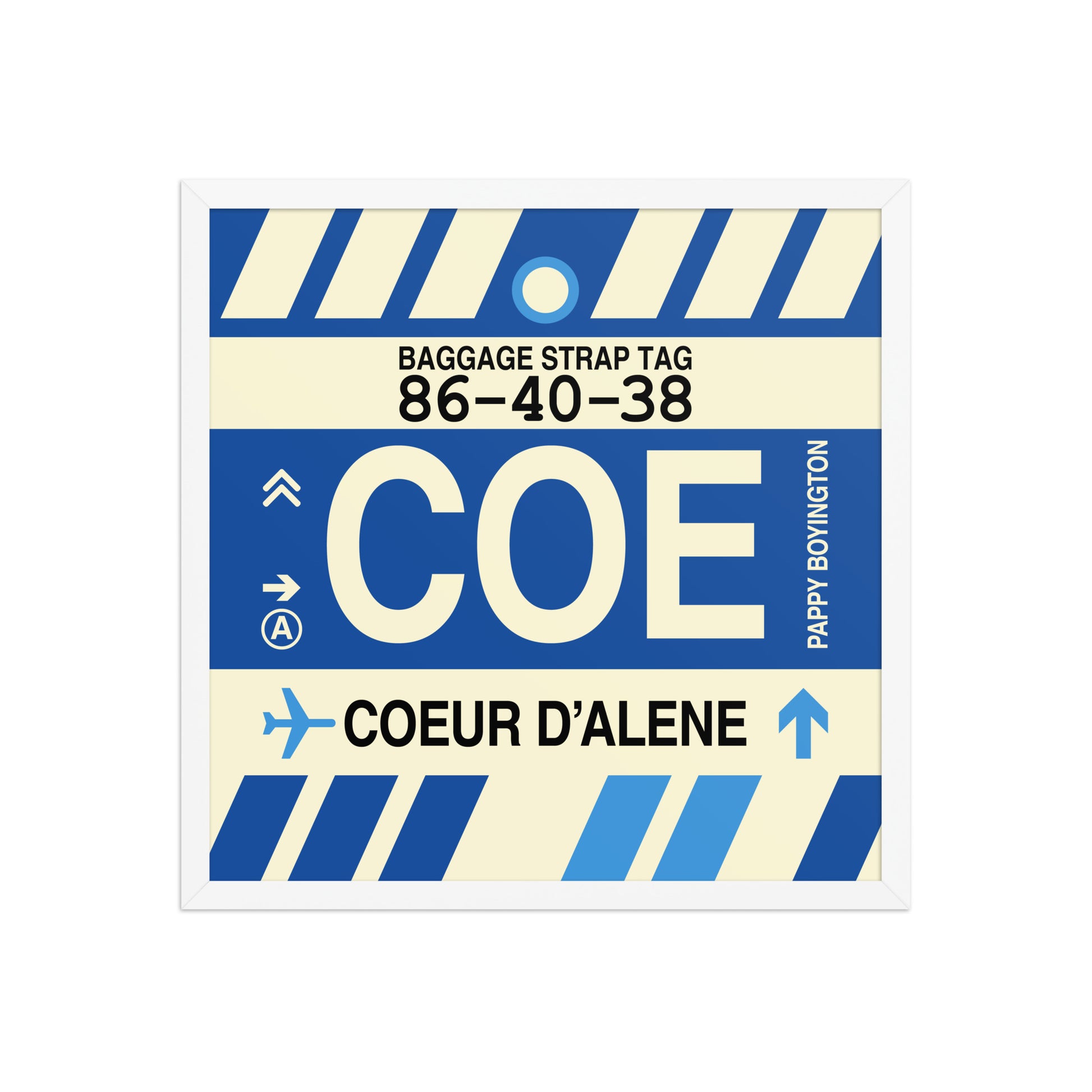 COE Coeur D'Alene Framed Print • Jet Age Baggage Tag Design • YHM Designs - Image 15