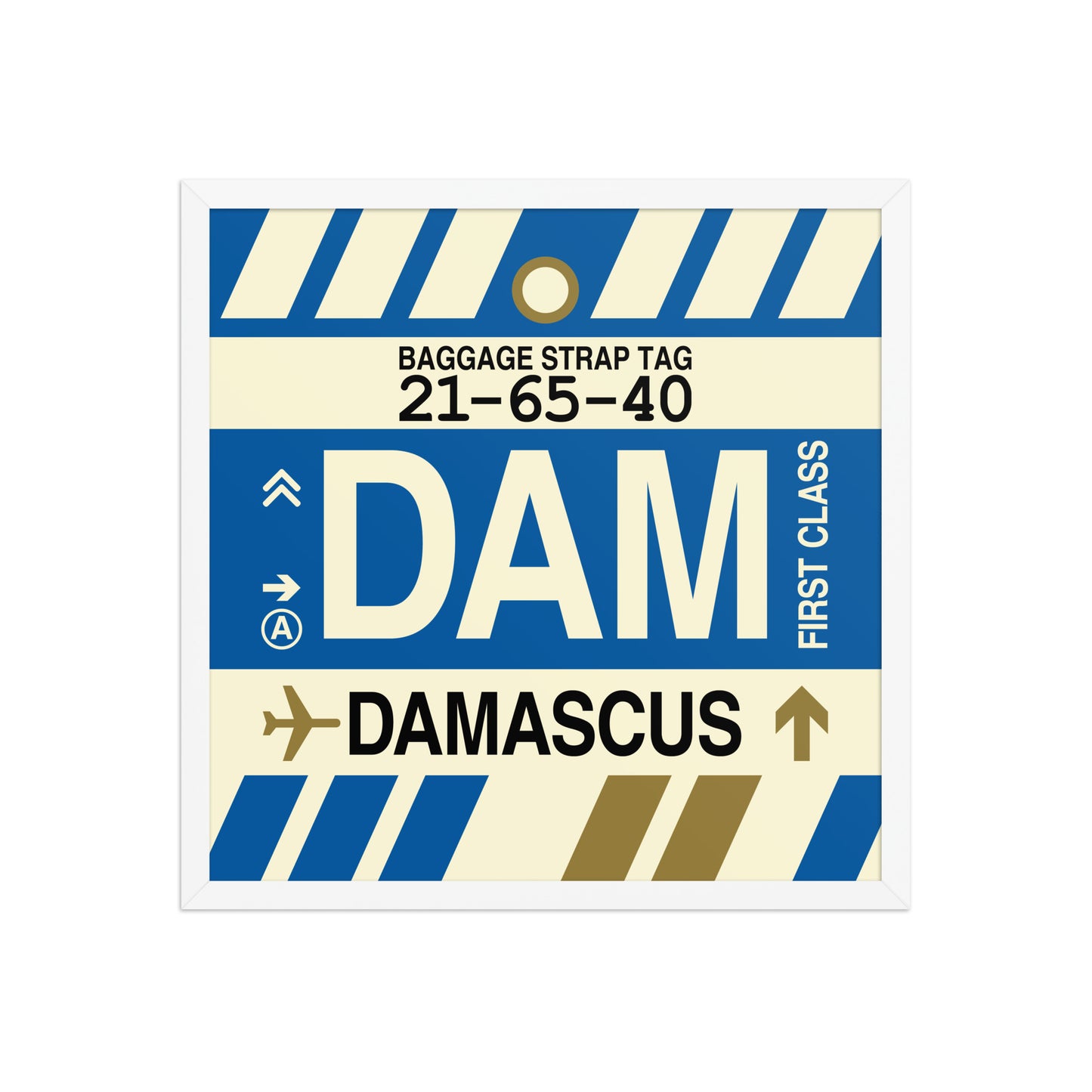 DAM Damascus Framed Print • Jet Age Baggage Tag Design • YHM Designs - Image 15