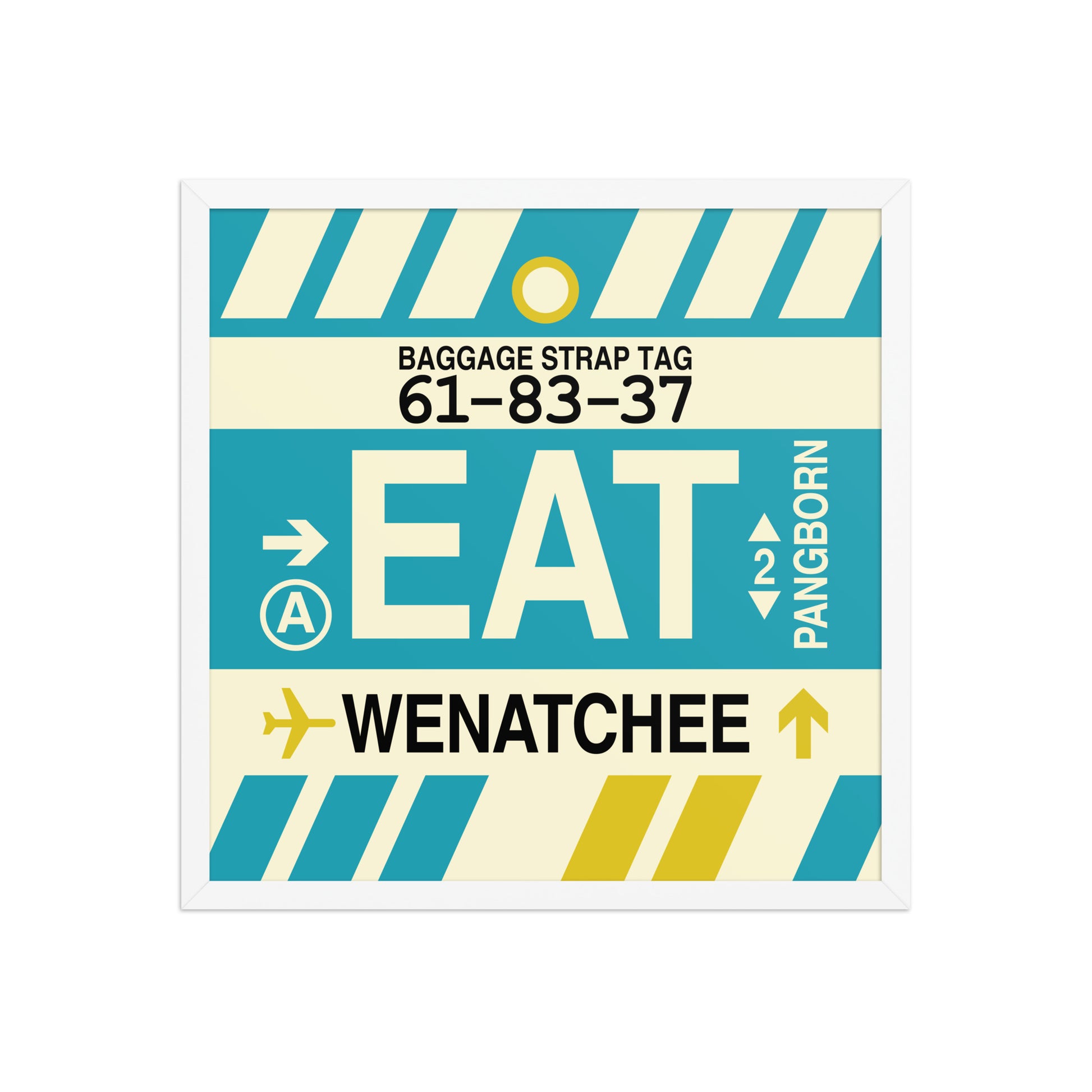 EAT Wenatchee Framed Print • Jet Age Baggage Tag Design • YHM Designs - Image 15